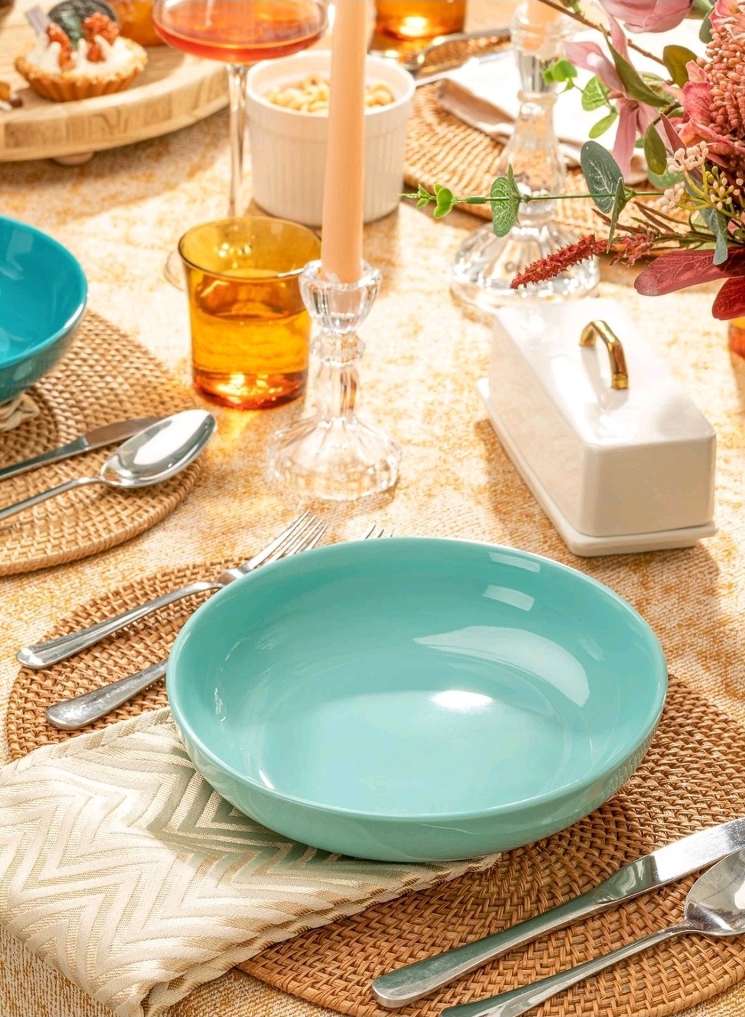 PASTA BOWLS Porcelain Salad Serving Bowl Multi Set of 6 22oz 7.6 Inch SWEESE