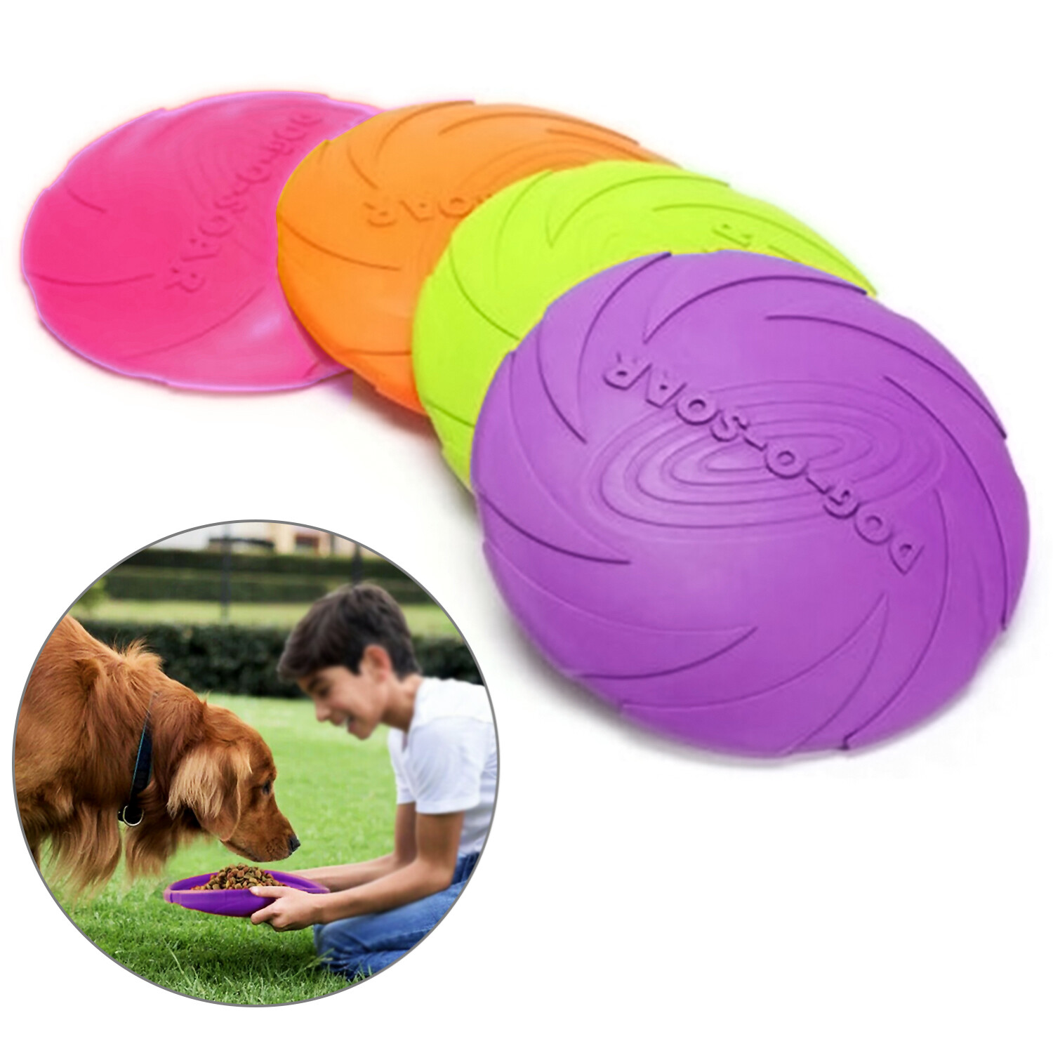 Dog Toy Flyer Flexible Durable Frisbee Disc LARGE Chew Fetch Toys