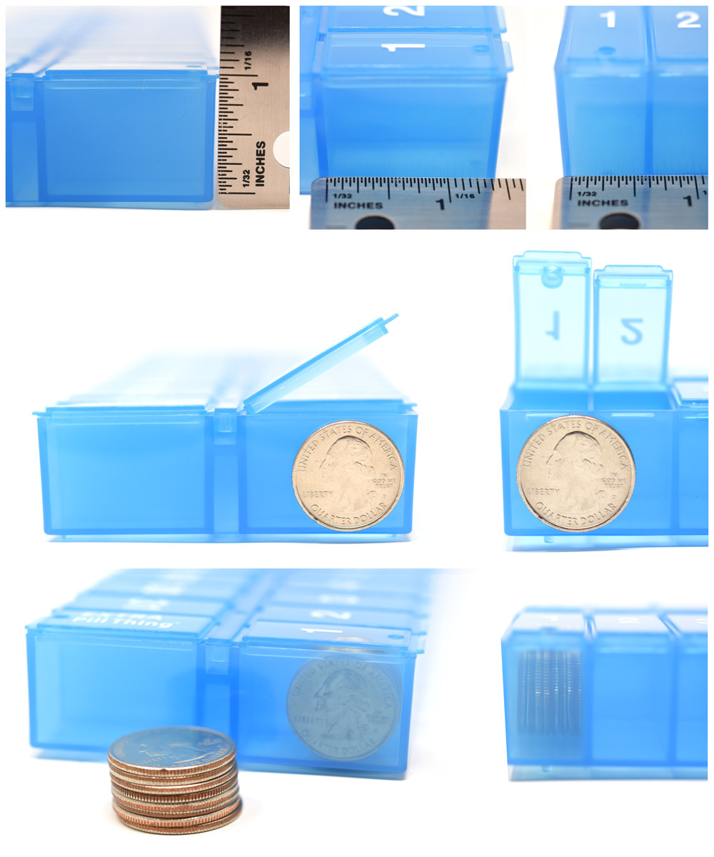 Blue Once-a Day Monthly Pill Organizer Removable Lid for Easy Loading