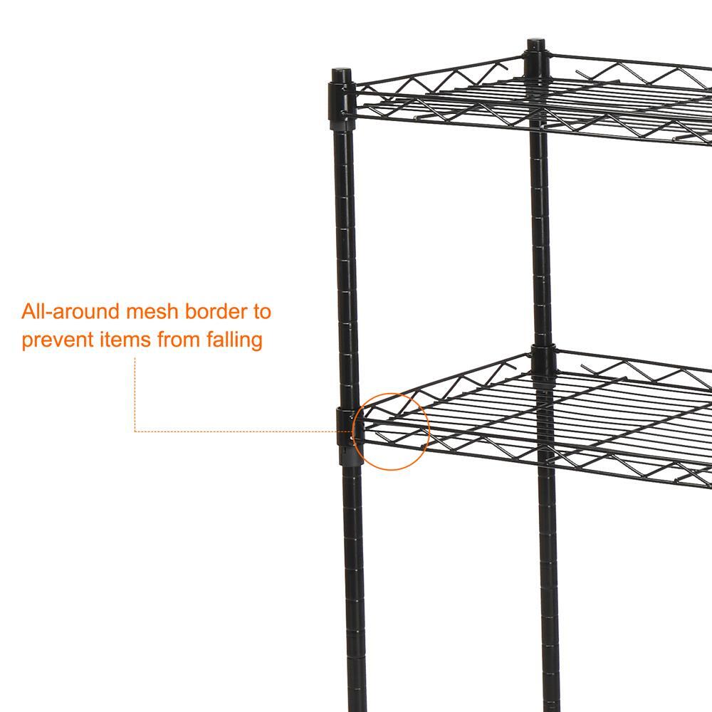 Black 5-Tier Layer Shelf Adjustable Wire Metal Shelving Rack High Quality Garage
