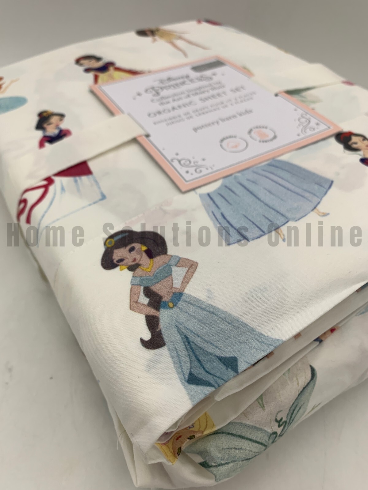Pottery Barn Disney Princess Organic Cotton Sheet Set Full White Multi #7019