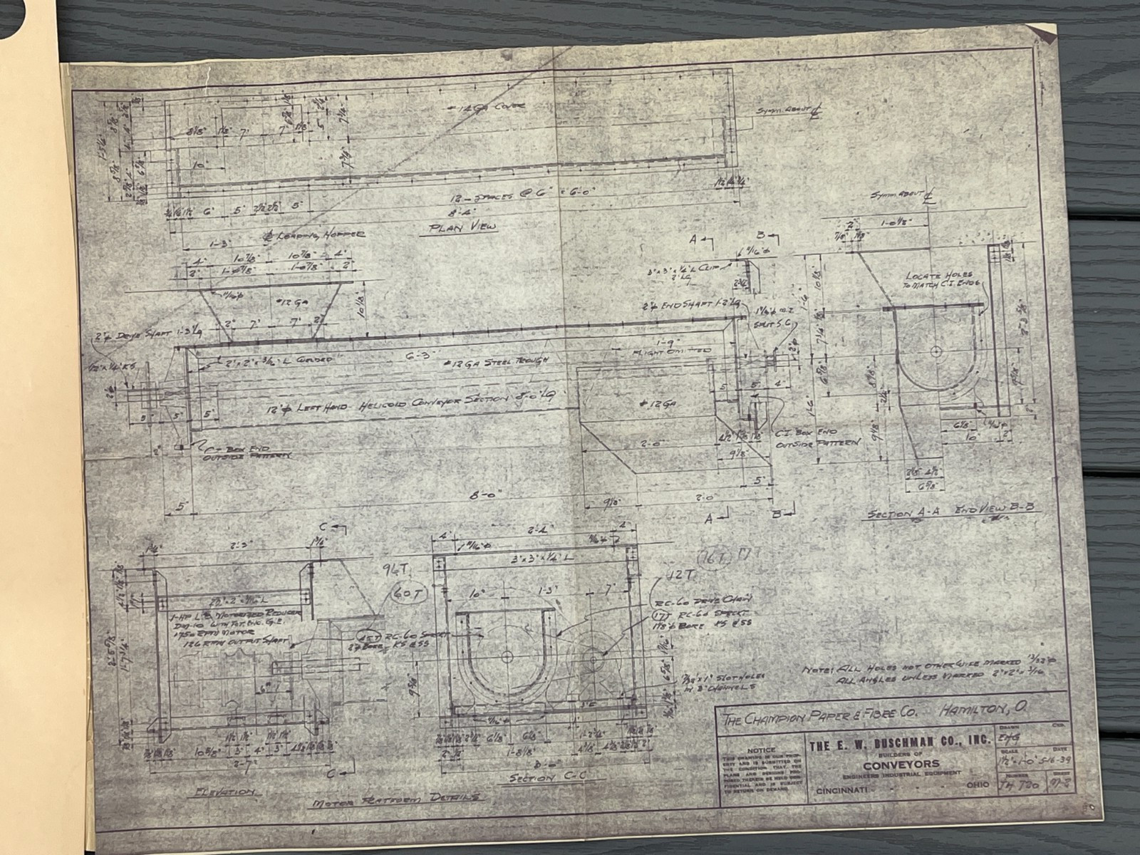 Lot 6 Vtg Industrial Black Clawson Blueprints Cutler Hammer Blue Buschman
