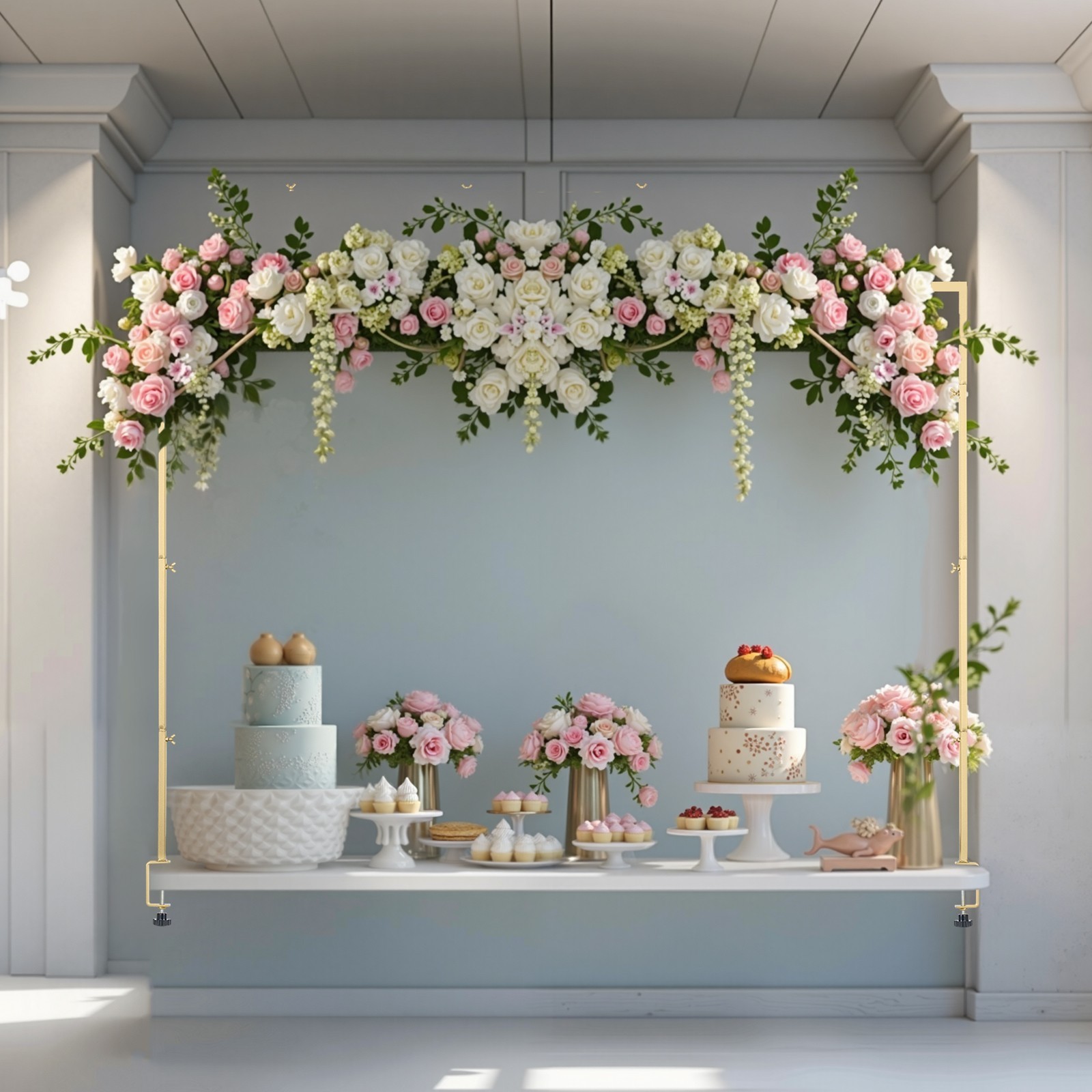 Over The Table Rod Stand Metal Arch Frame 28"-98" Adjustable Wedding Party Decor