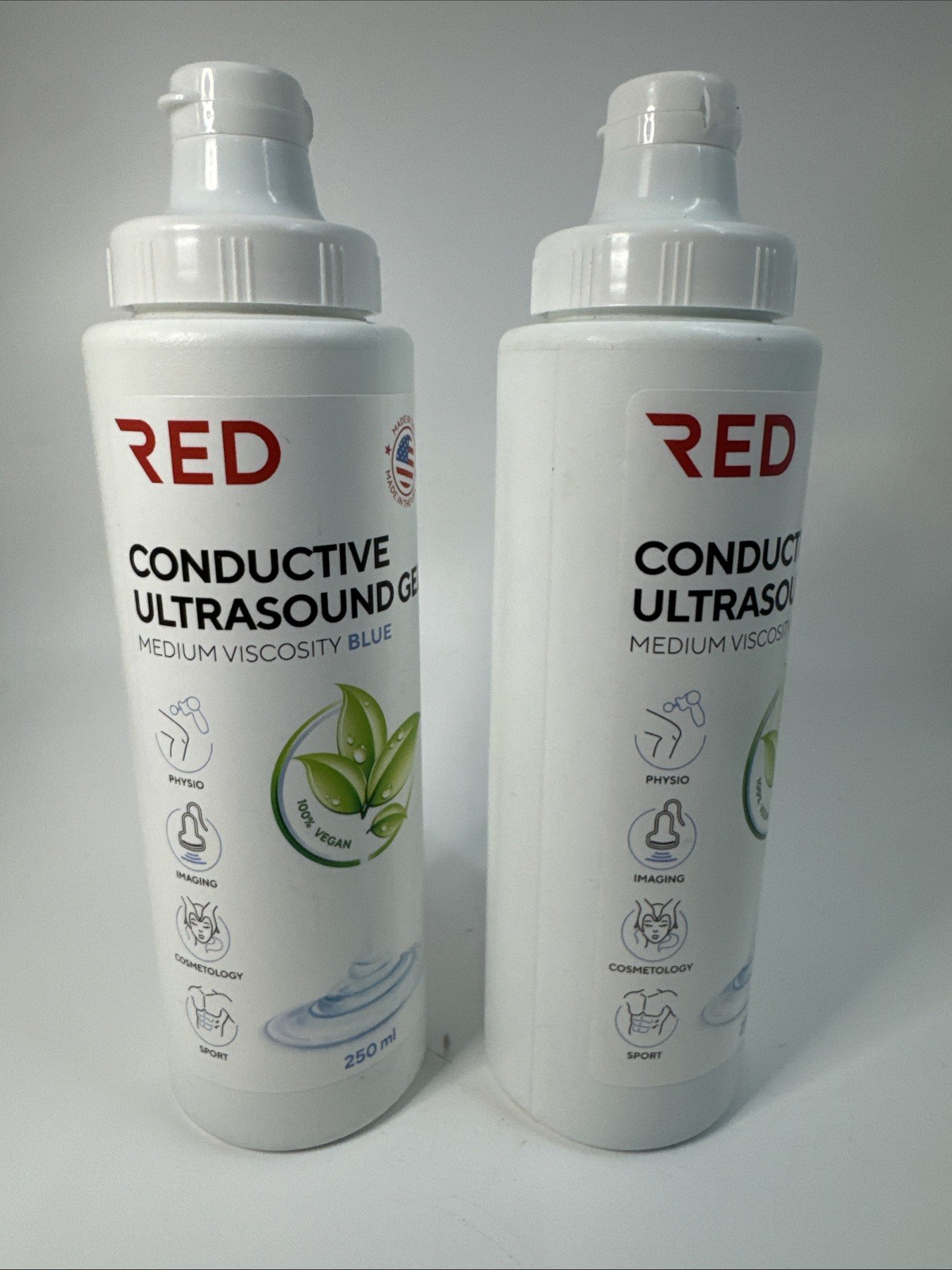 Lot Of 2 RED Conductive Ultrasonic GEL, Baby Doppler,Cavitation 2 x 250ml