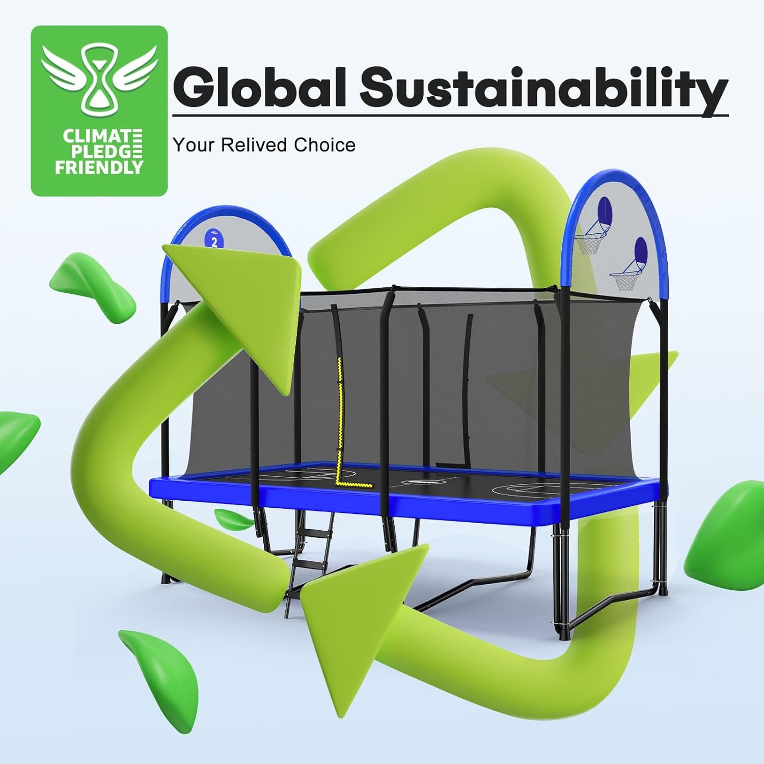 Zupapa 1800LBS Weight Capacity Rectangle Trampoline 10x17FT 9X15FT 8X14FT