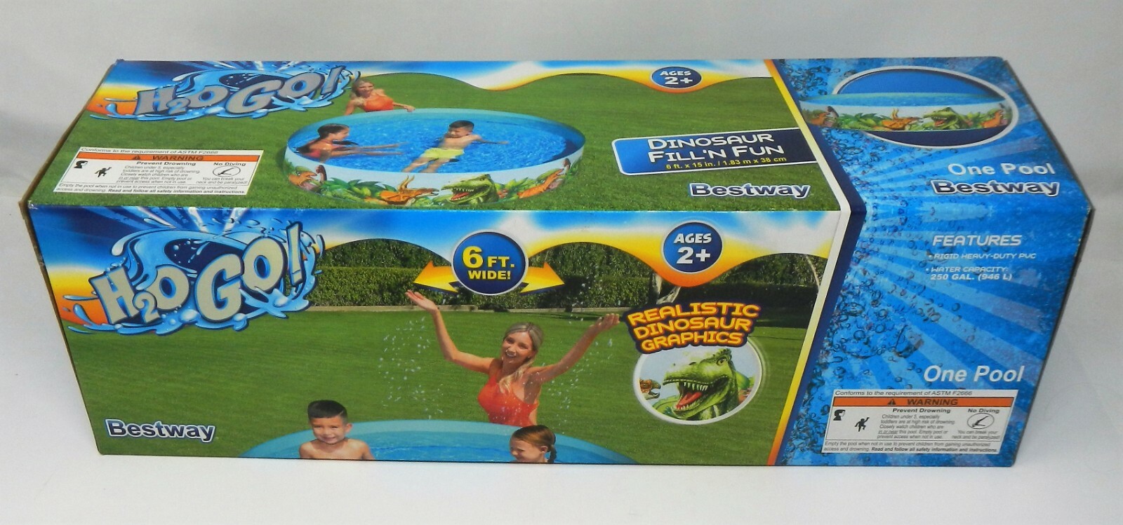 Bestway H2OGO! Dinosaurous Dino Fill 'N Fun Kids Swimming Pool 72" x 15" NEW
