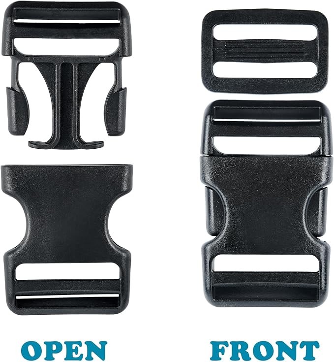 6Set Buckles for Nylon Webbing Straps 2", Quick Side Release Plastic Buckles Cli