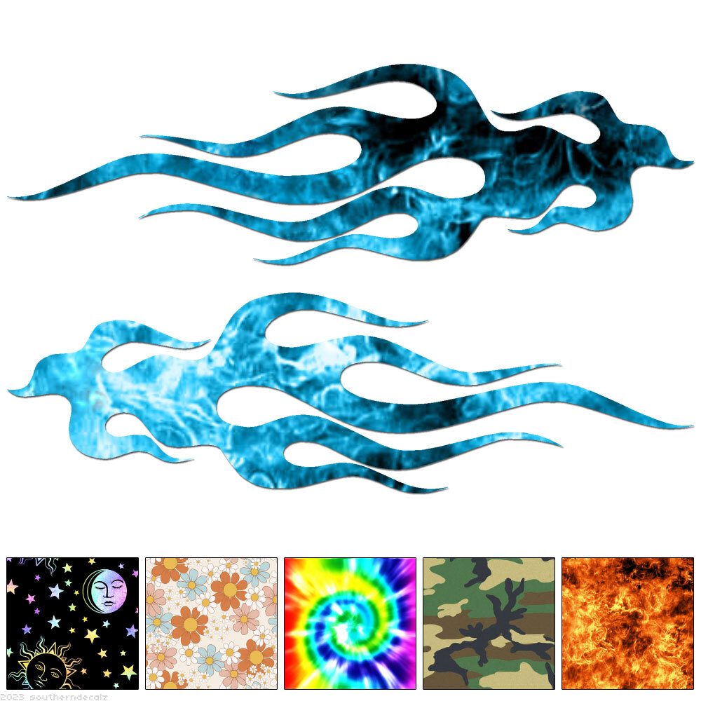 Flames Fire Pair - Decal Sticker - Multiple Patterns & Sizes - ebn7276