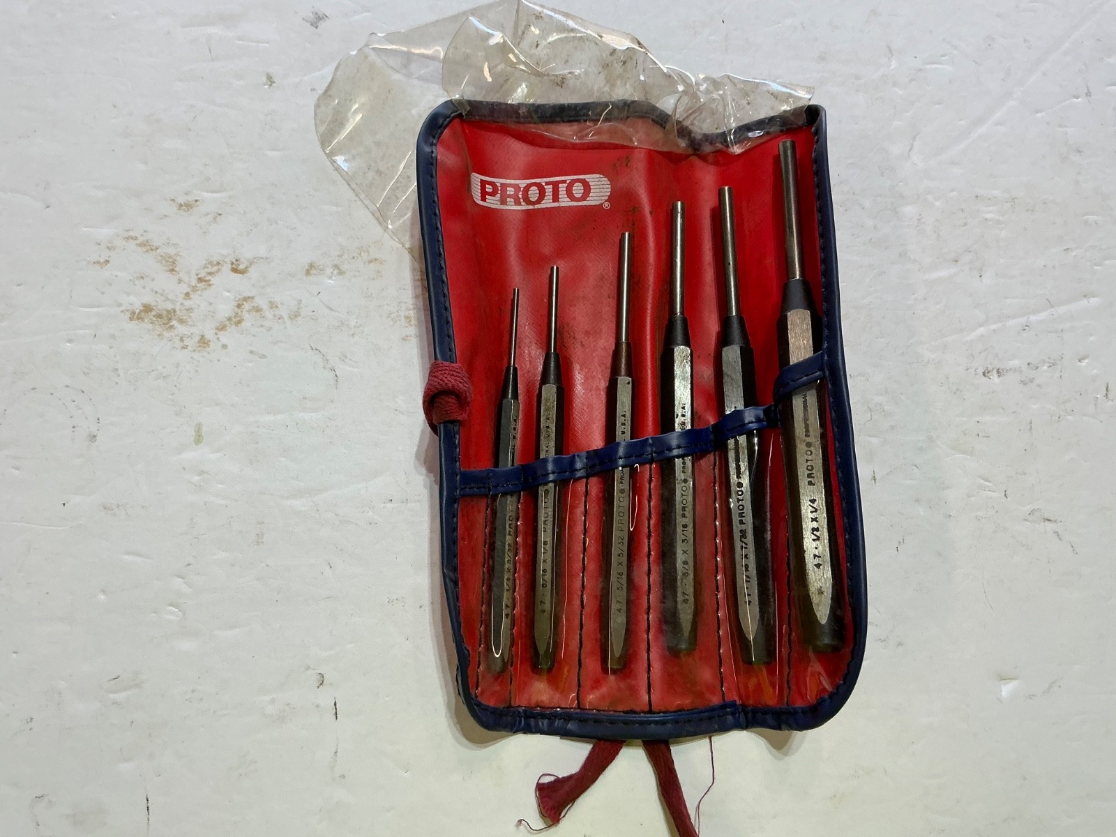 Proto 6 pc drive pin punch set 3/32” to 1/4" in vinyl pouch USA