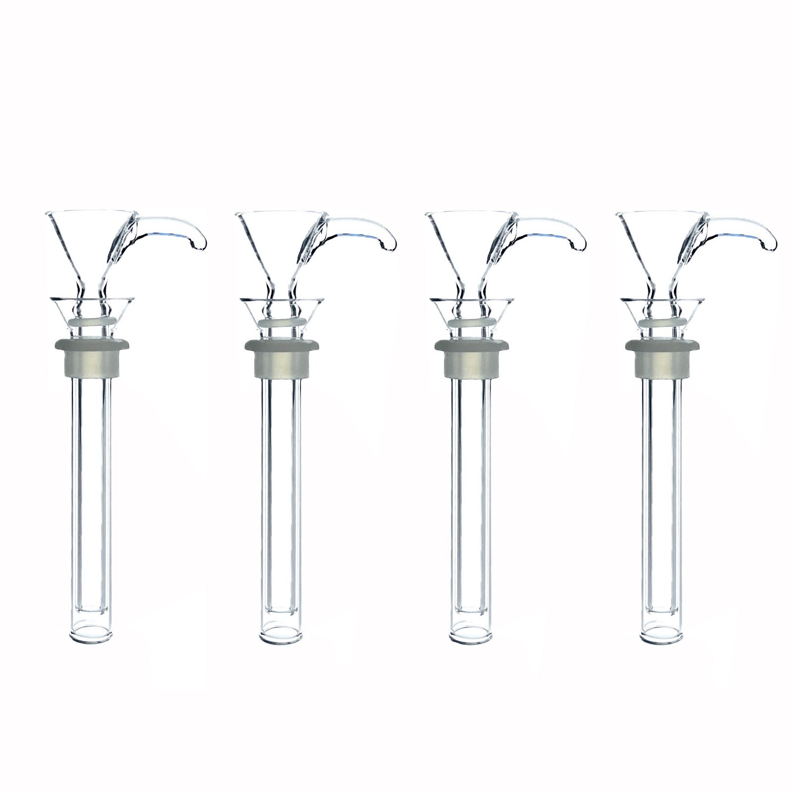 4 Pack 4" Glass Replacement Slide Glass Bowl Adapters Stem Set 14mm