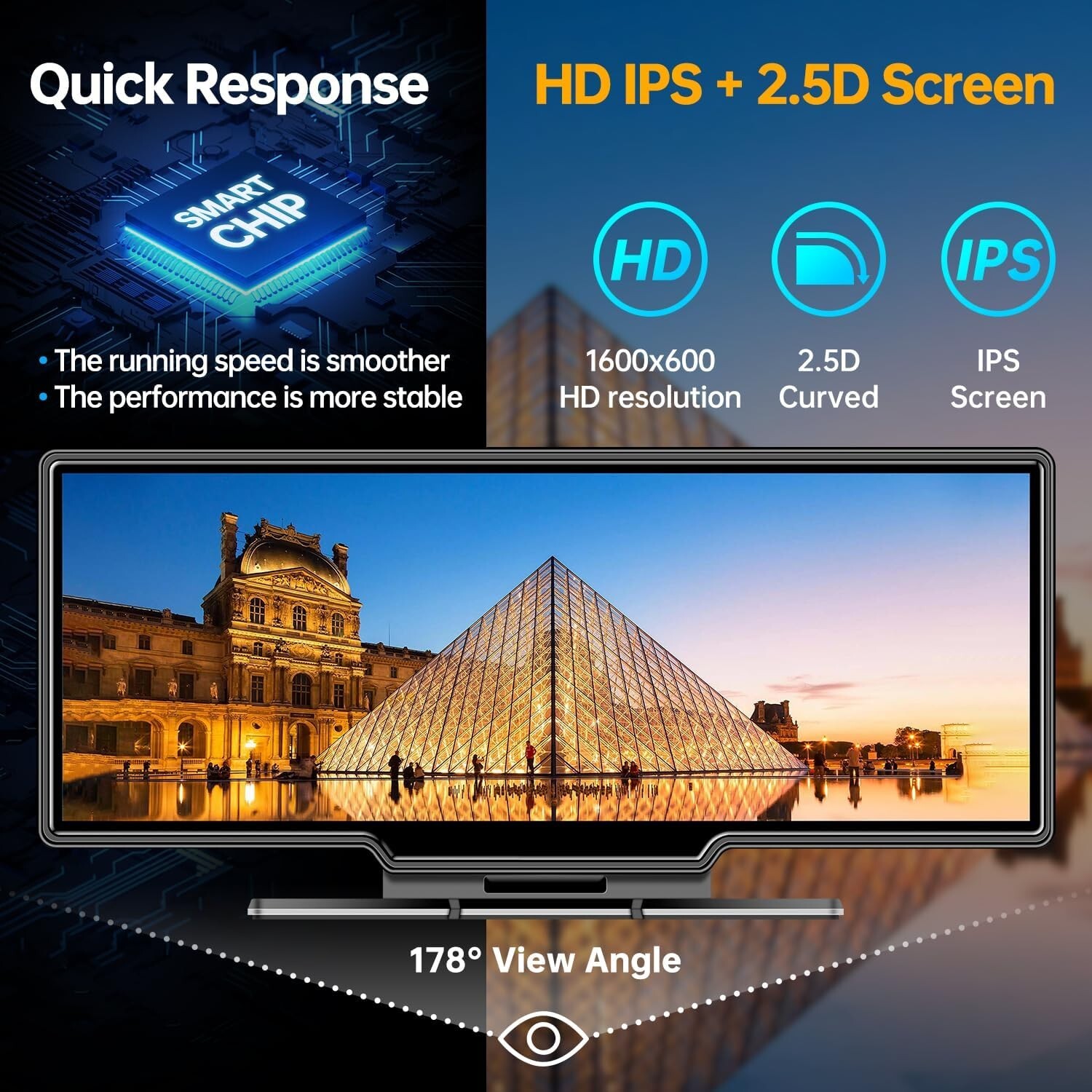 Portable Wireless Carplay Car Stereo with 2.5K Dash Cam-9.3" HD,1080p Backup Cam