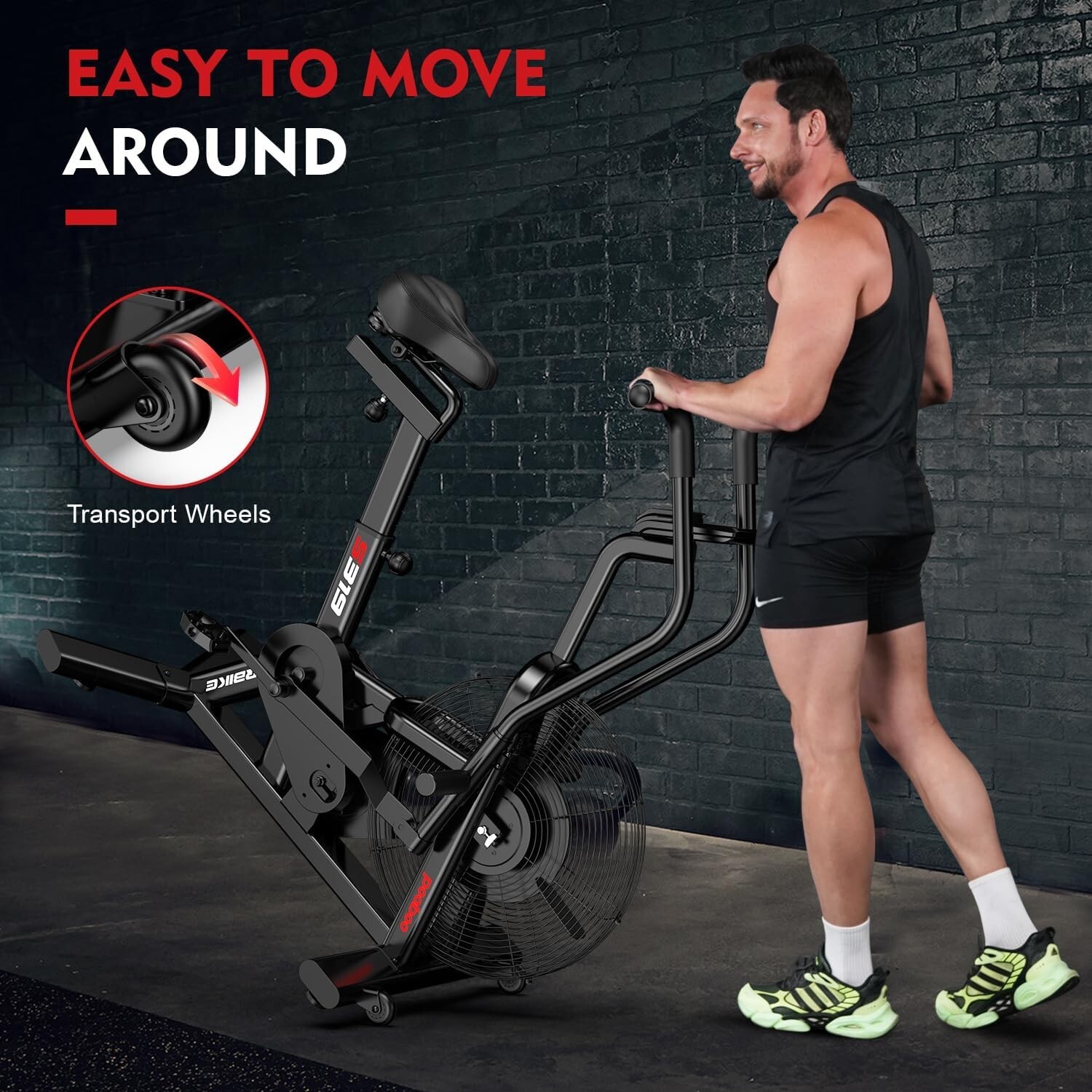 Fitness Fan Bike, Black, 111 LB, Indoor/Outdoor Cycling Exercise Bike Home Gym