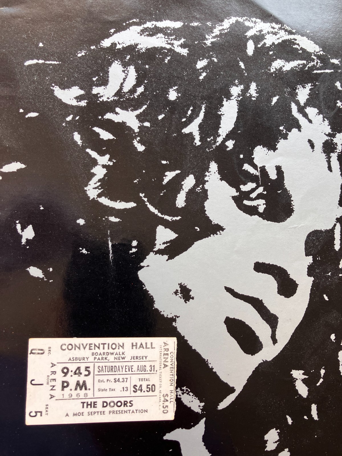 The Doors Jim Morrison Asbury Park  Ticket Stub & Program August 31, 1968 Rare