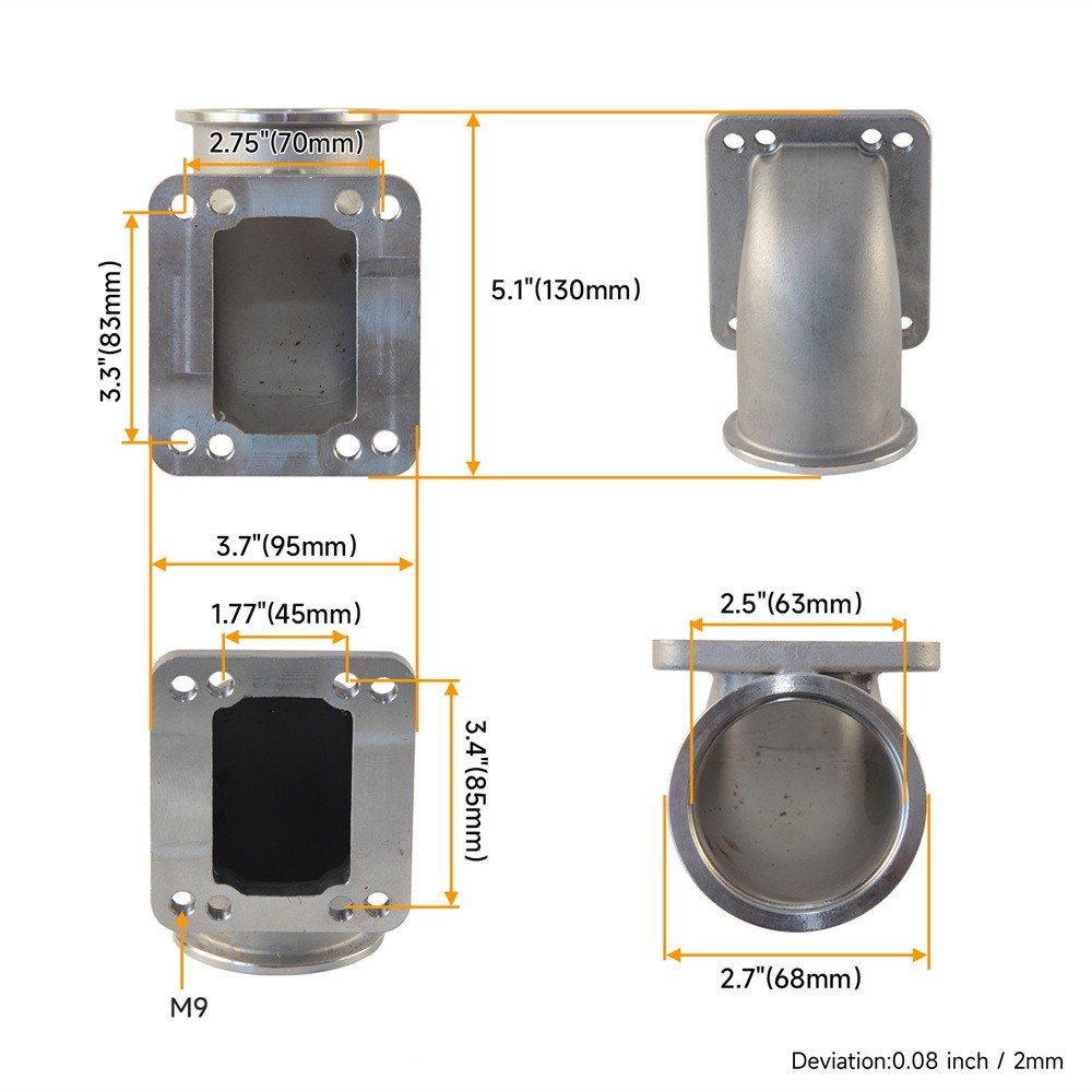 2.5" 63mm Vband 90 Degree Steel Cast Elbow Adapter Flange For T3 T4 Turbo SL