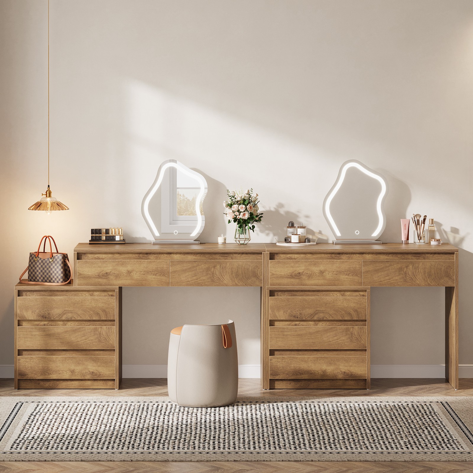 63'' Vanity Desk with 5 Drawers for Bedroom Modern Large Makeup Table for Women