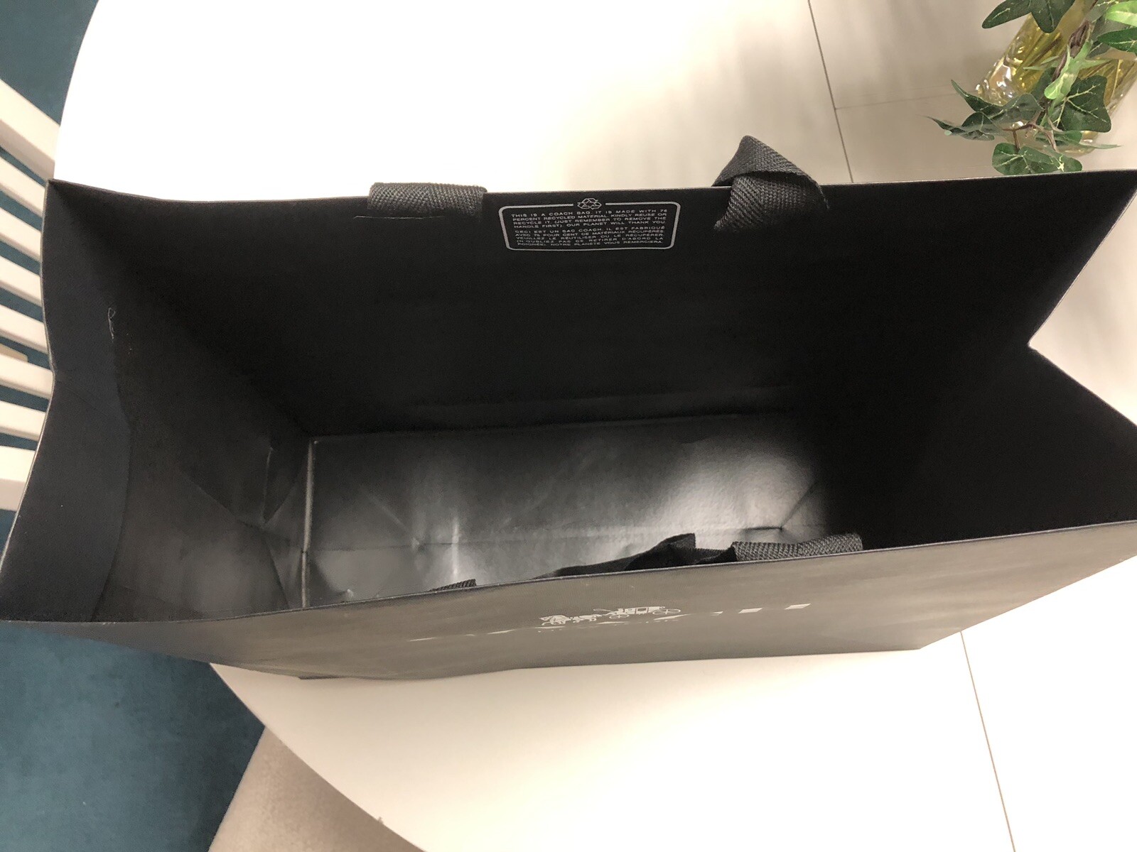 Coach Shopping Bag Reusable LOT OF 2! 16x13x6 Black with silver design logo!