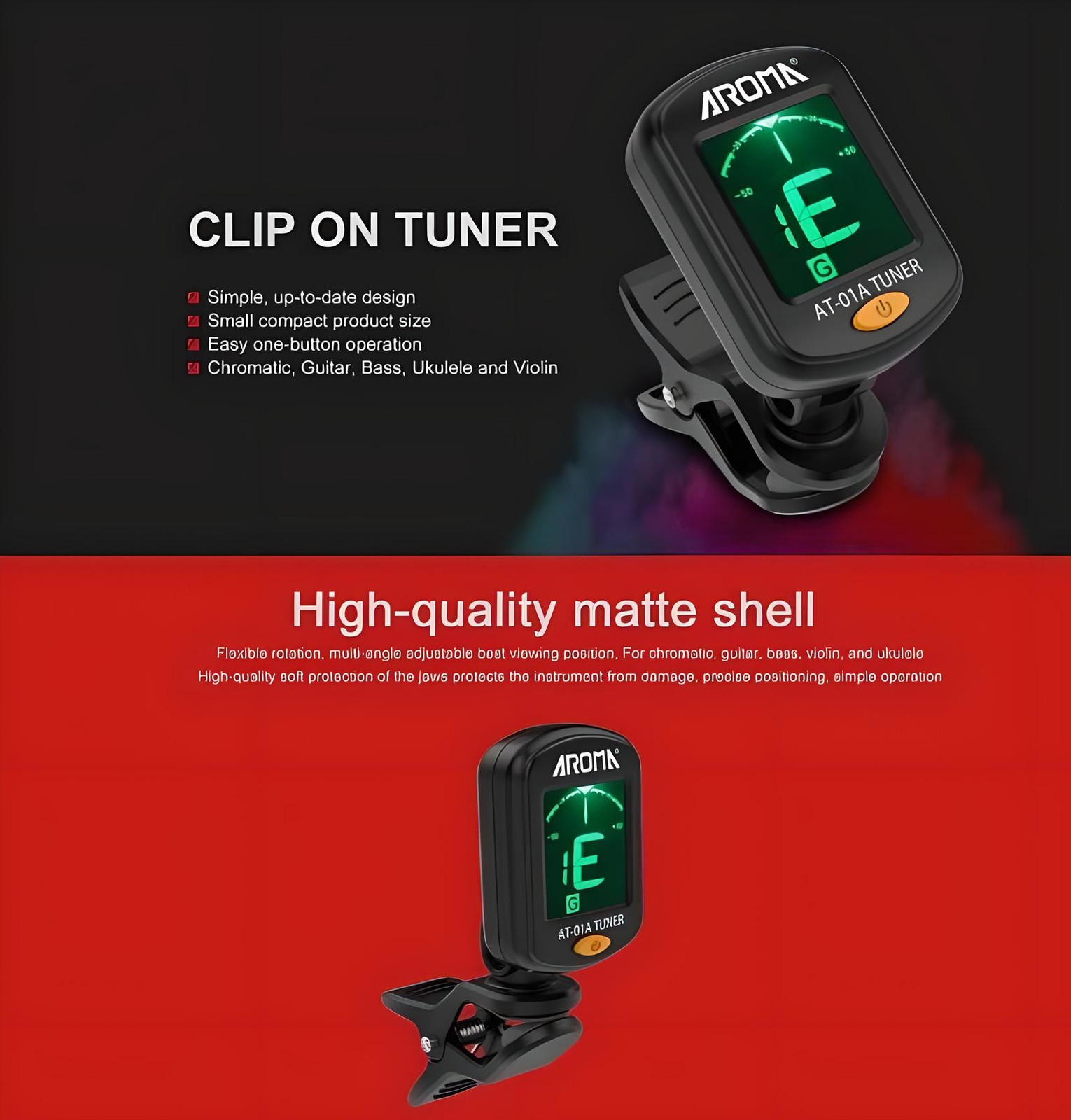 LCD Clip on Chromatic Electric Acoustic Guitar Bass Ukulele Banjo Violin Tuner