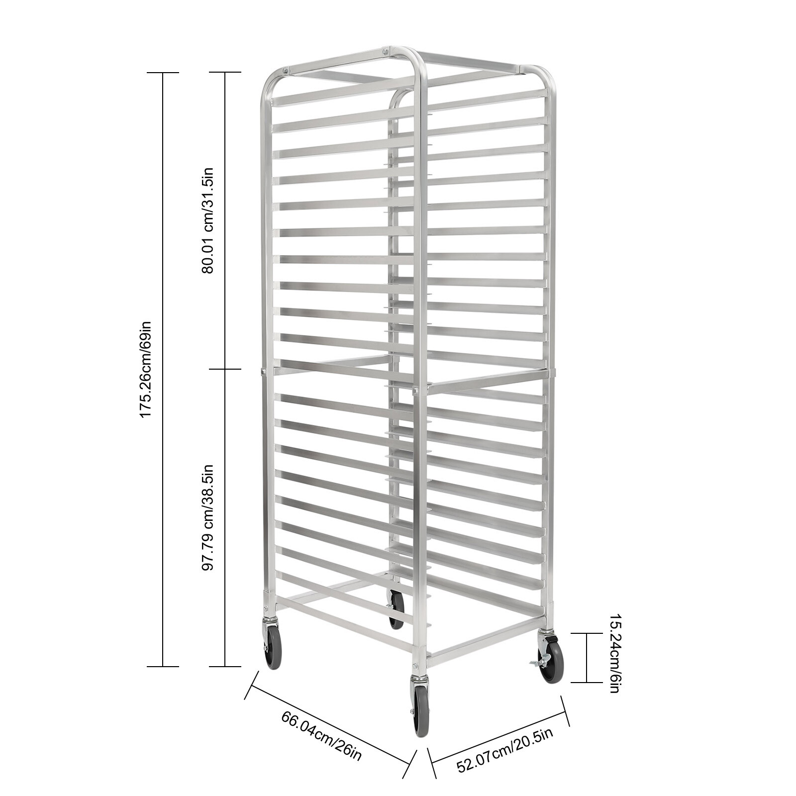 20-Tier Bakery Rack Aluminum Alloy Pan Rack with 2 Wheels for Kitchen Commercial