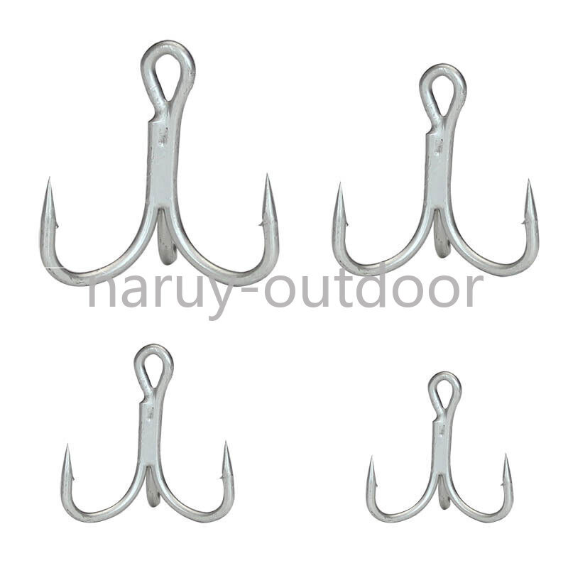 20/50pcs 4x Strong Treble Fishing Hooks High Carbon Steel Fishing Tackle 8#-4/0