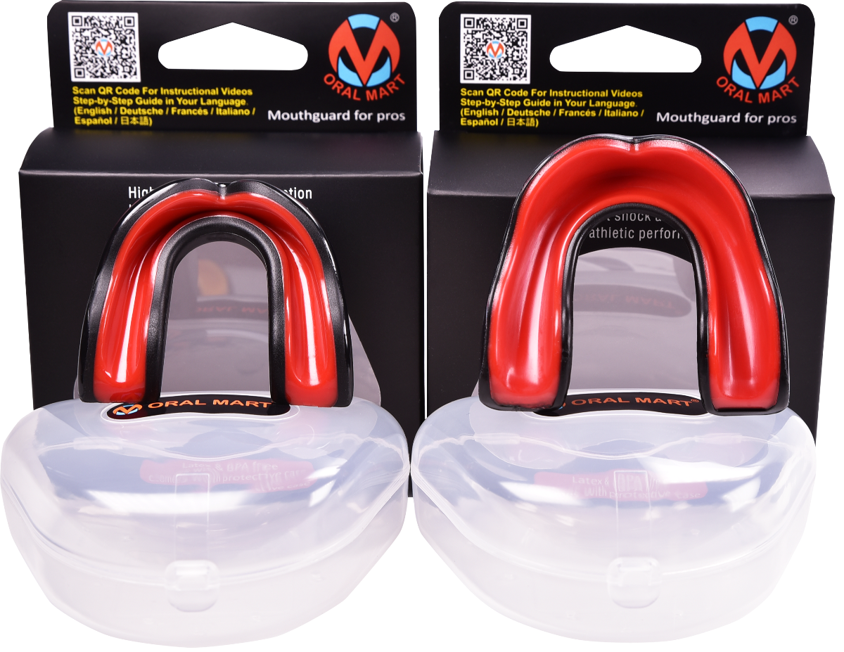 Oral Mart Boxing Martial Arts MMA Flag Football Mouth Guard (Black/Red)