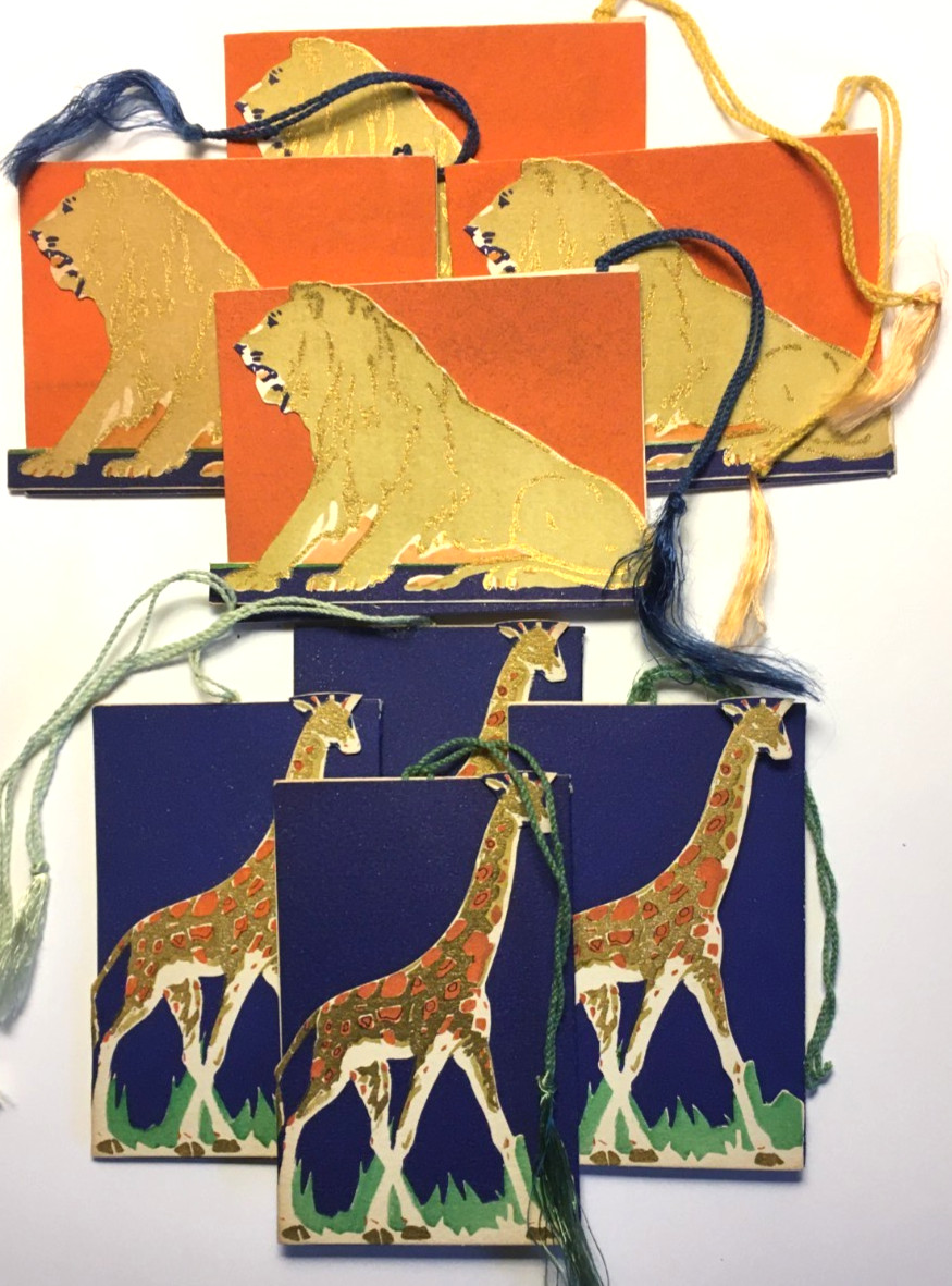 Unused Vintage 4 Golden Mane Lions and 4 Golden Giraffes Bridge Tallys Clark