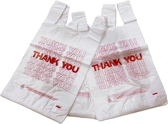 THANK YOU T-Shirt Bags 11.5" x 6.5" x 21" White Plastic Shopping bag 50 - 1000
