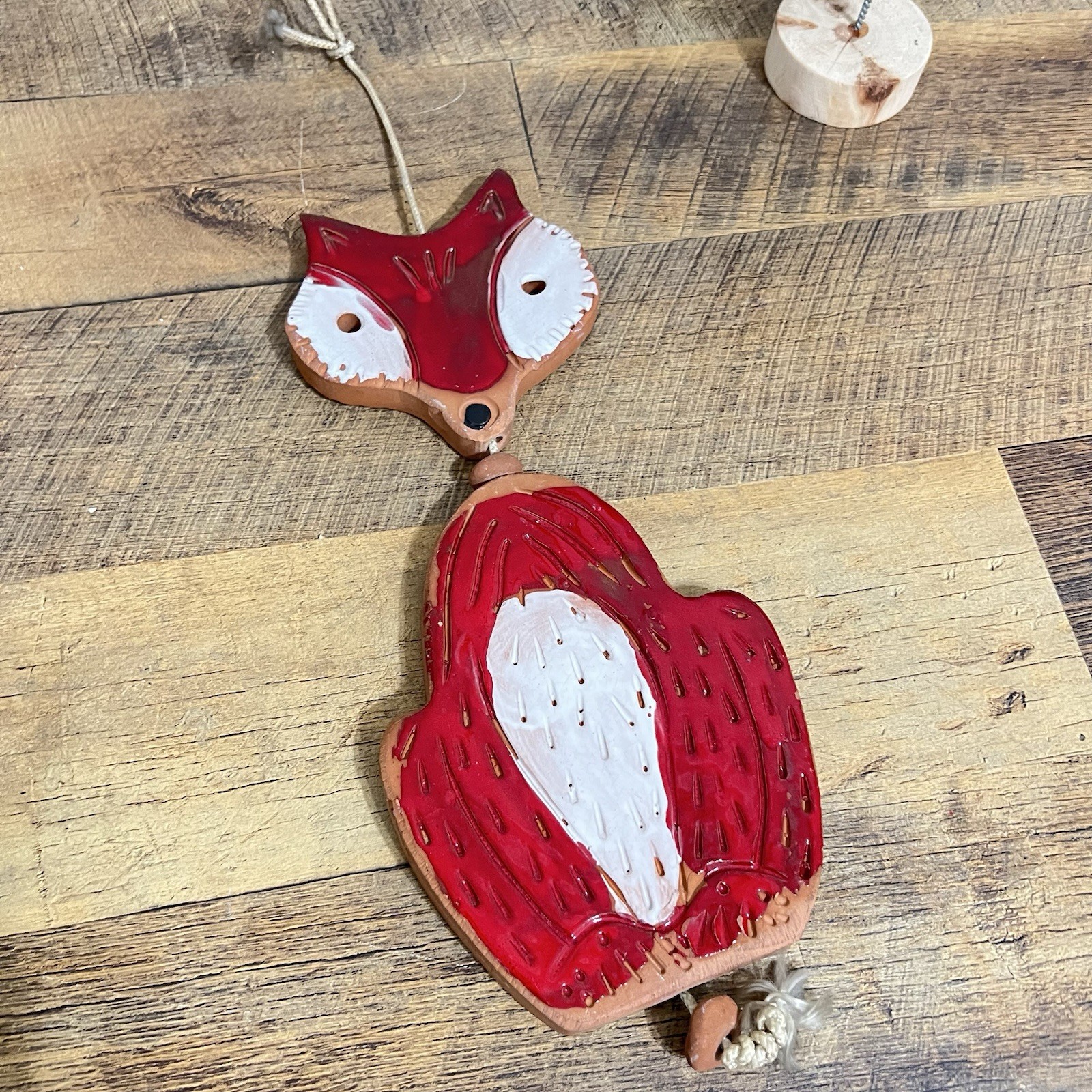 Vintage Pacific Stoneware double-sided Red Fox People Lovers Pottery