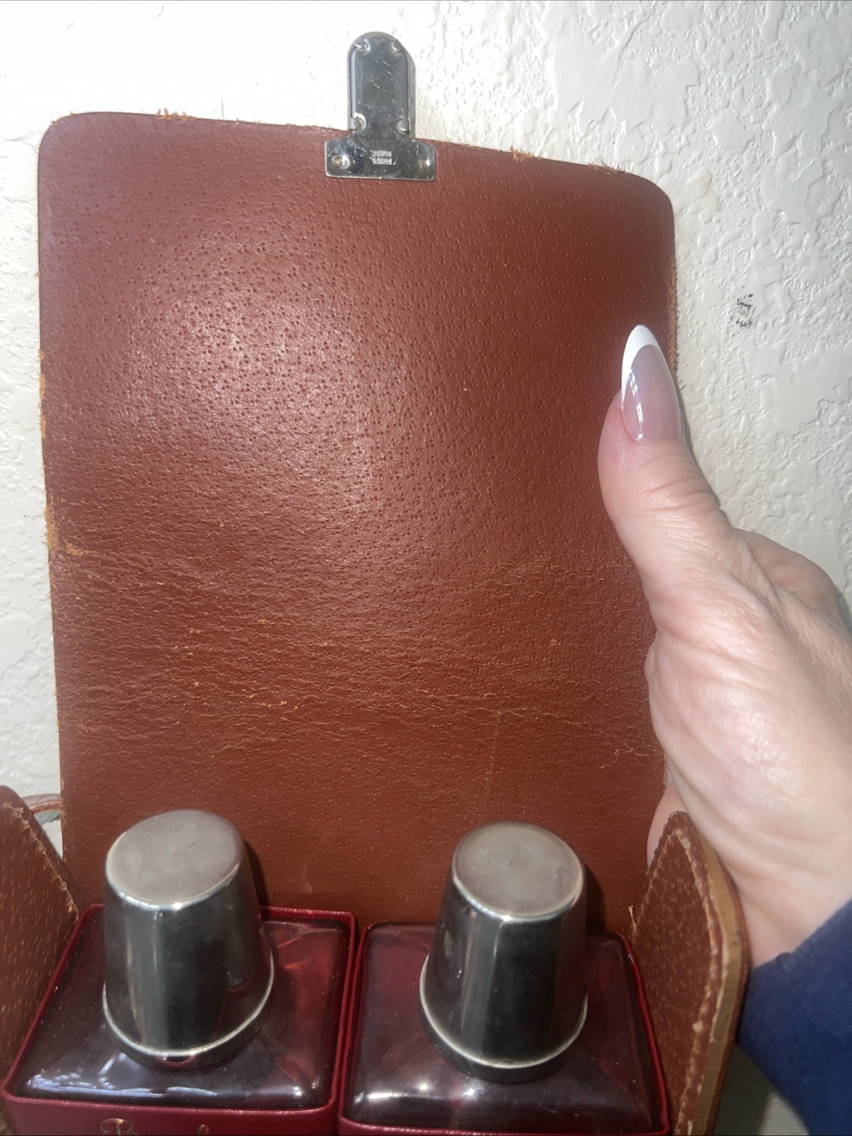 Vintage Enger Kress Leather Travel Bar Set MCM Mad Men Era Bourbon & Scotch