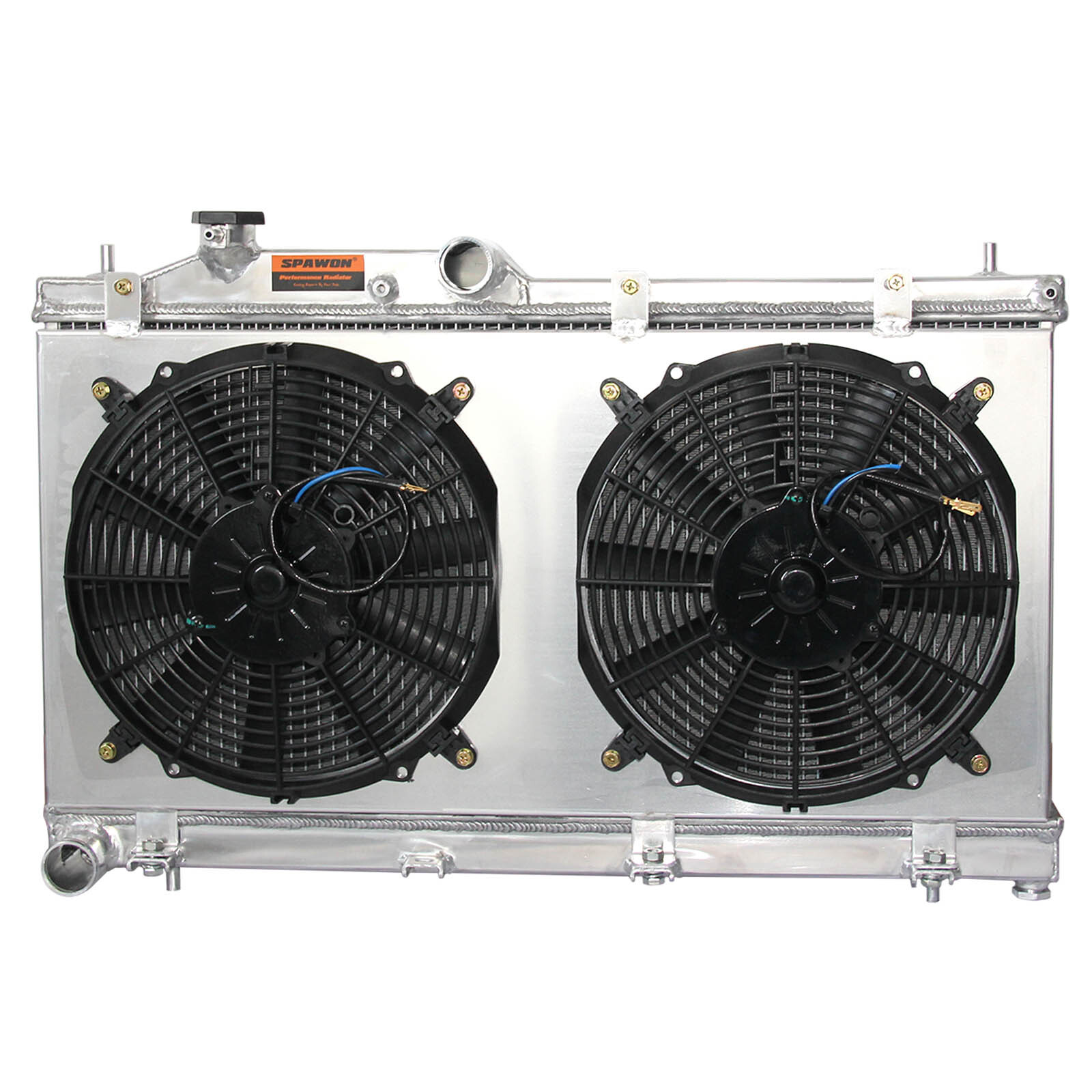 SPAWON Radiator + Fan Shroud For Subaru Impreza WRX 2008-2014 2.0L 2.5L H4 MT