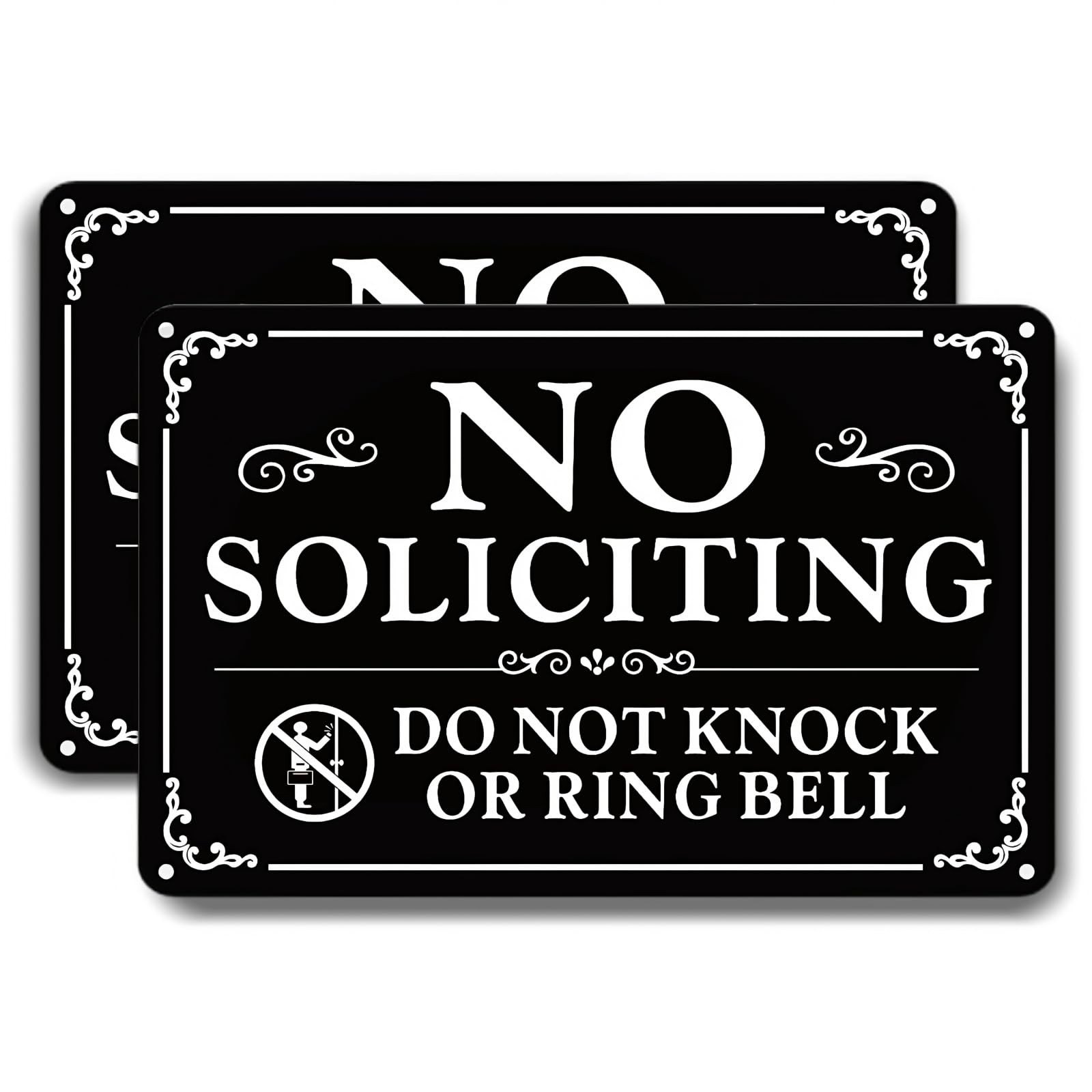 2 Pack No Soliciting Sign for Front Door,9 X 6 Inches Self-Adhesive No Solicitin