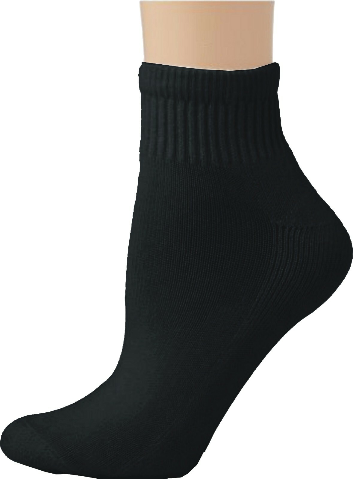 12 Pairs Men Black Ankle/Quarter Socks Half Cushion Comfort Cotton Size 10-13