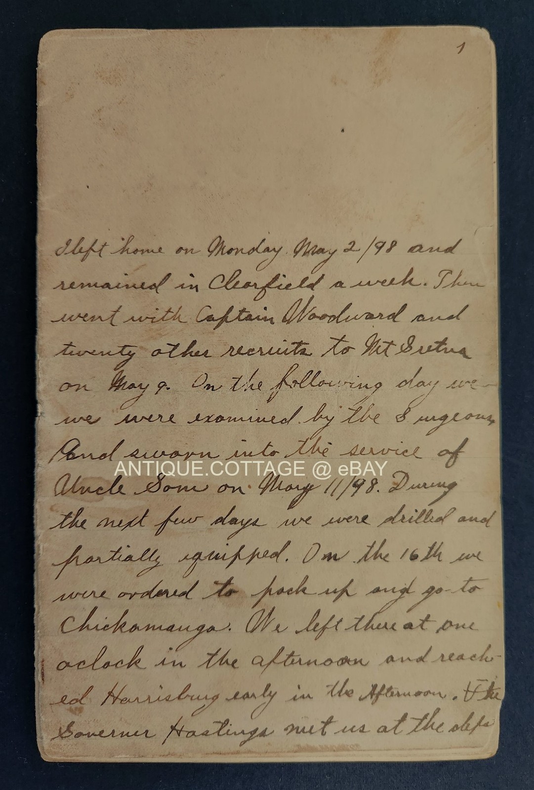 1898 antique DIARY SPANISH AMERICAN WAR soldier 20 pages military