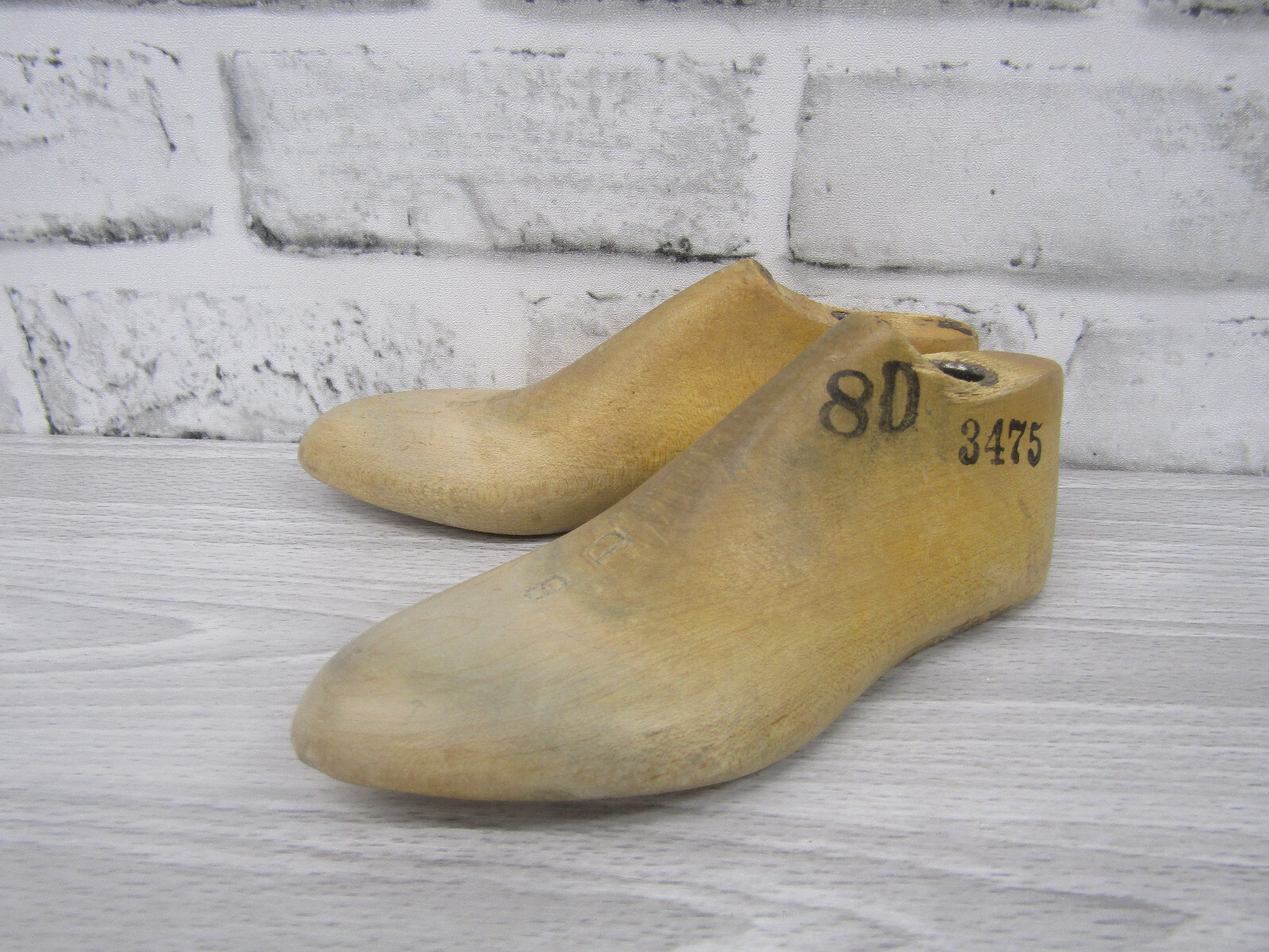 Vtg Childrens Wood Wooden 1 Pair SIZE 8 D Pointed Toe Shoe Lasts Molds Cobbler