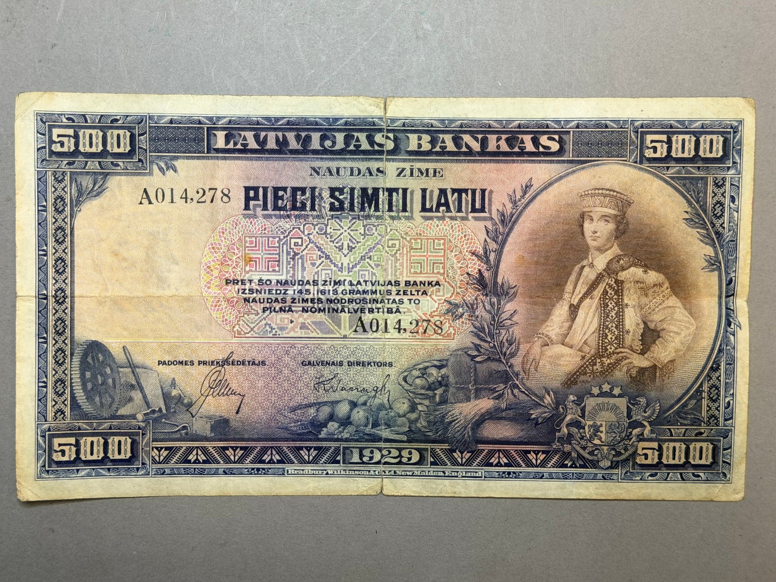 Latvia  Banknote  500 LATU 1929 year