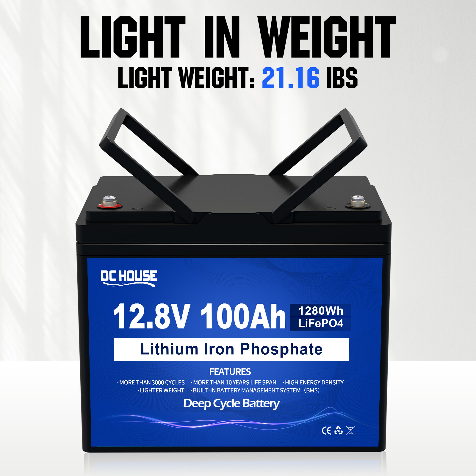 12V 100Ah LiFePO4 Lithium Battery 100A BMS for RV Off-grid Trolling Motor Solar