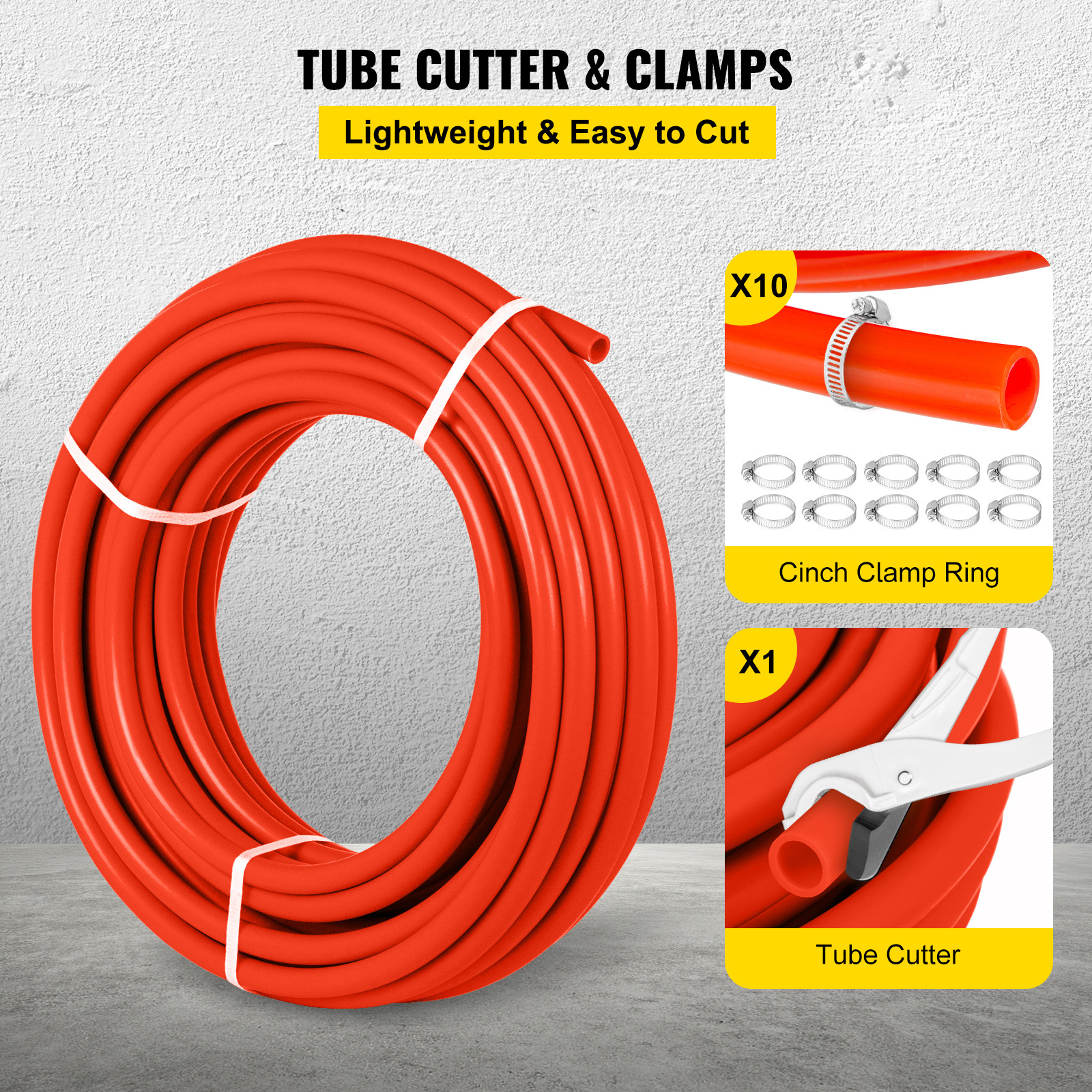 VEVOR 1/2in x 1000ft Red Pex Tubing Oxygen Barrier O2 EVOH Pex-B Tube w/ Cutter