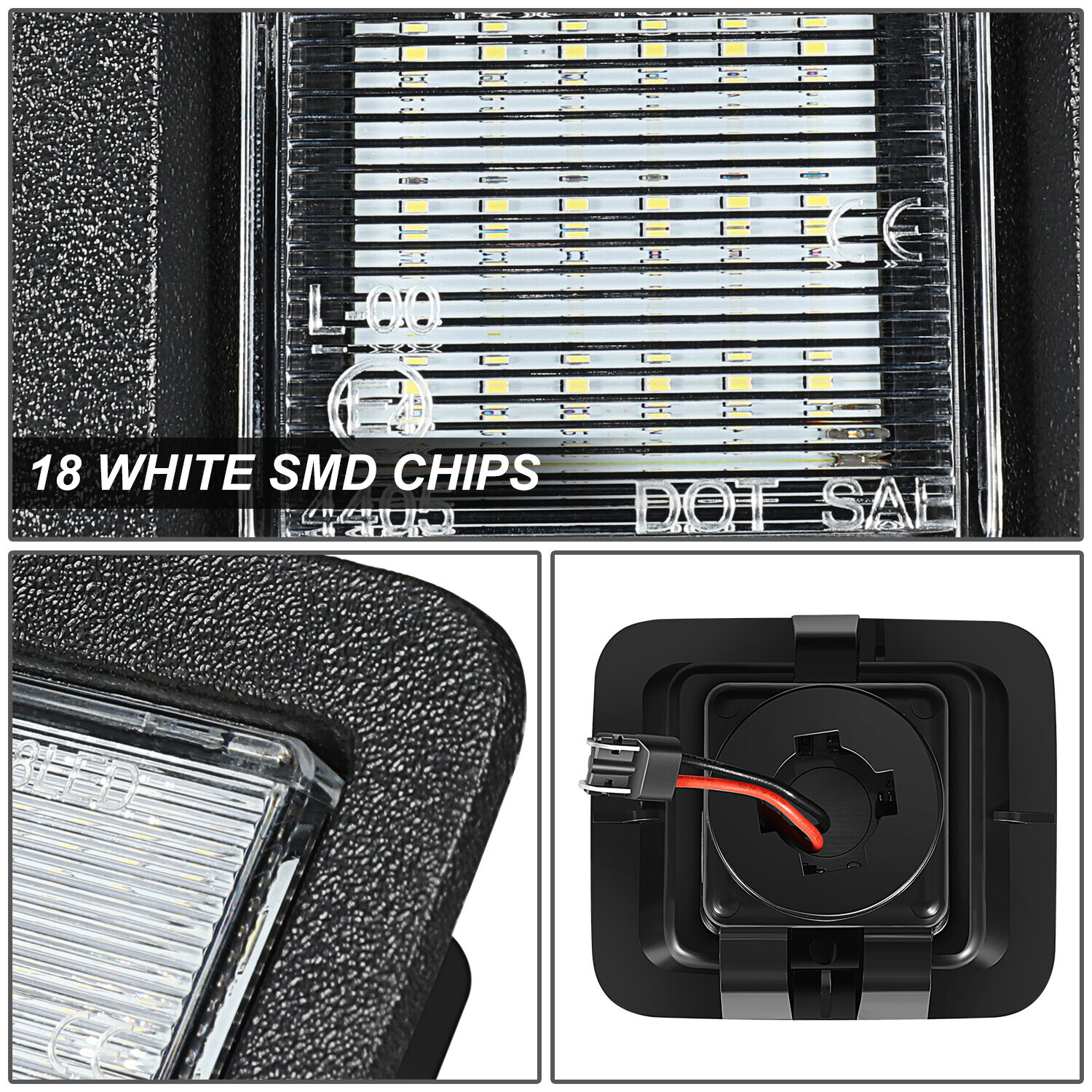 Nuvision For 15-20 Ford F150 18 SMD White LED License Plate Light Assembly Pair