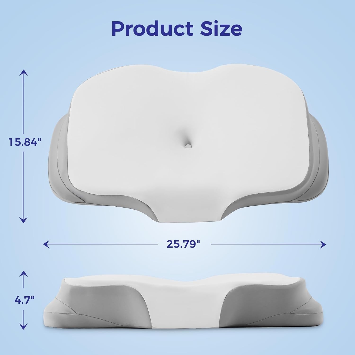 Ergo Pillow for Sleep Apnea, Neck Pain, and Snoring Relief, Standard, Gray