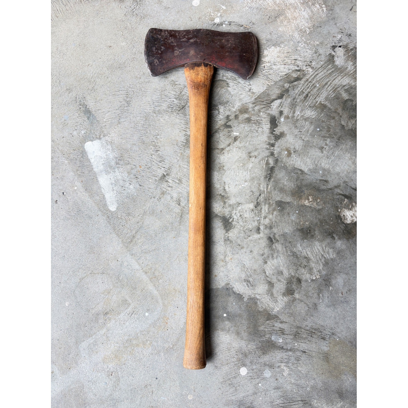 Vintage Double Bit Axe Head on Handle 1940s-60s Logging Tool Needs Re-Wedge