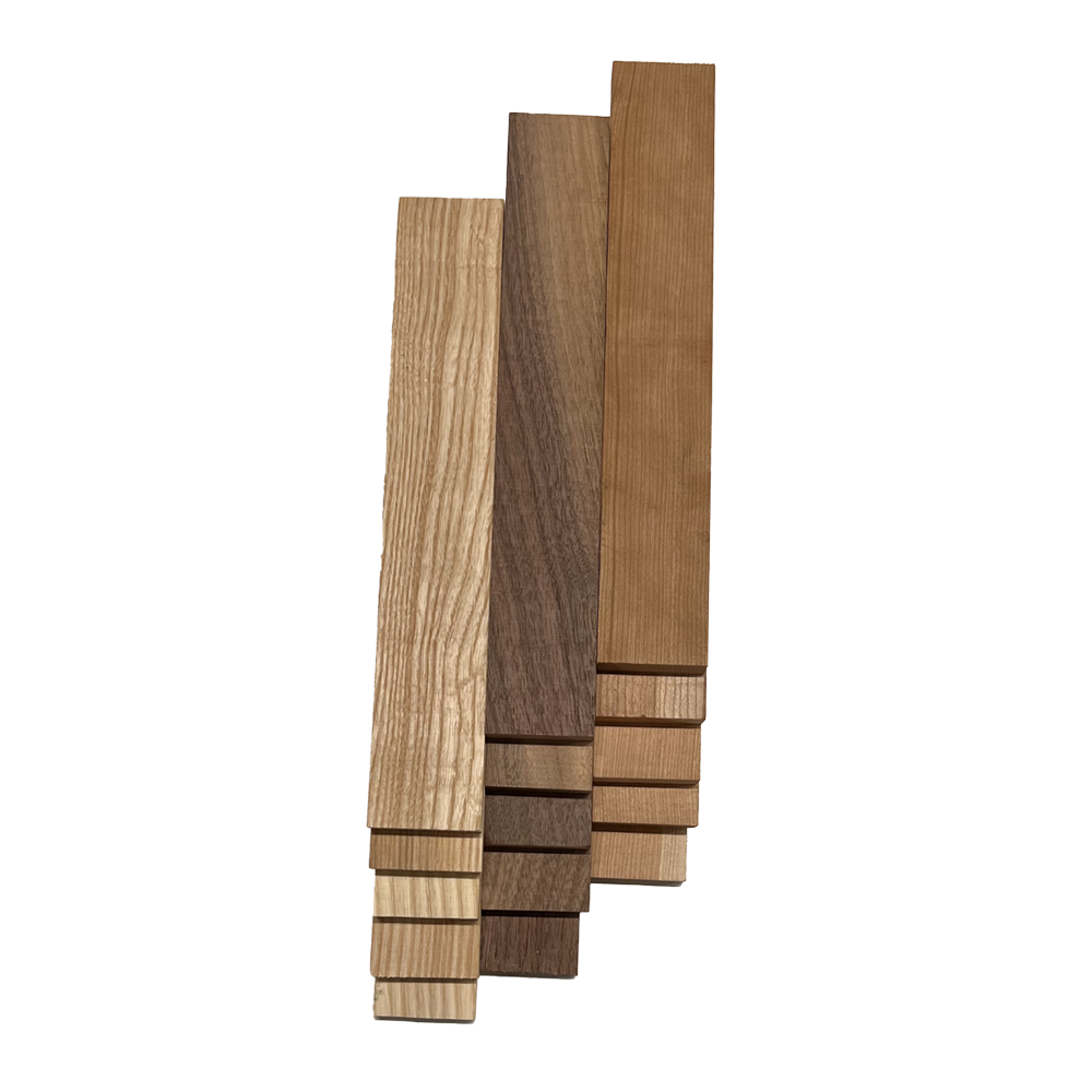 Pack of 15, Variety Species Thin Dimenisonal Lumber Boards(Ash, Cherry, Walnut)