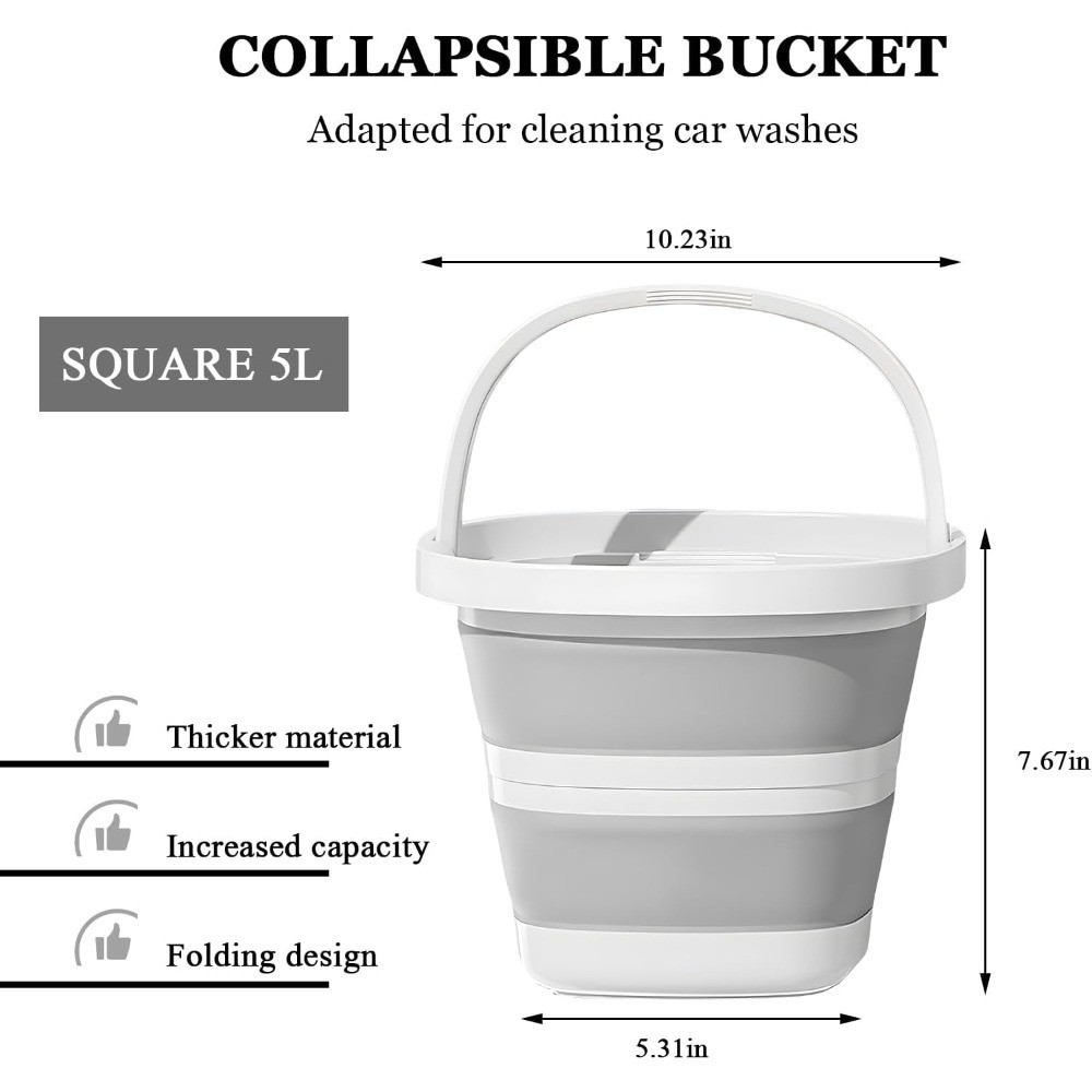 Collapsible Bucket Foldable Square Tub Compact Wash Basin Portable Plastic Wash
