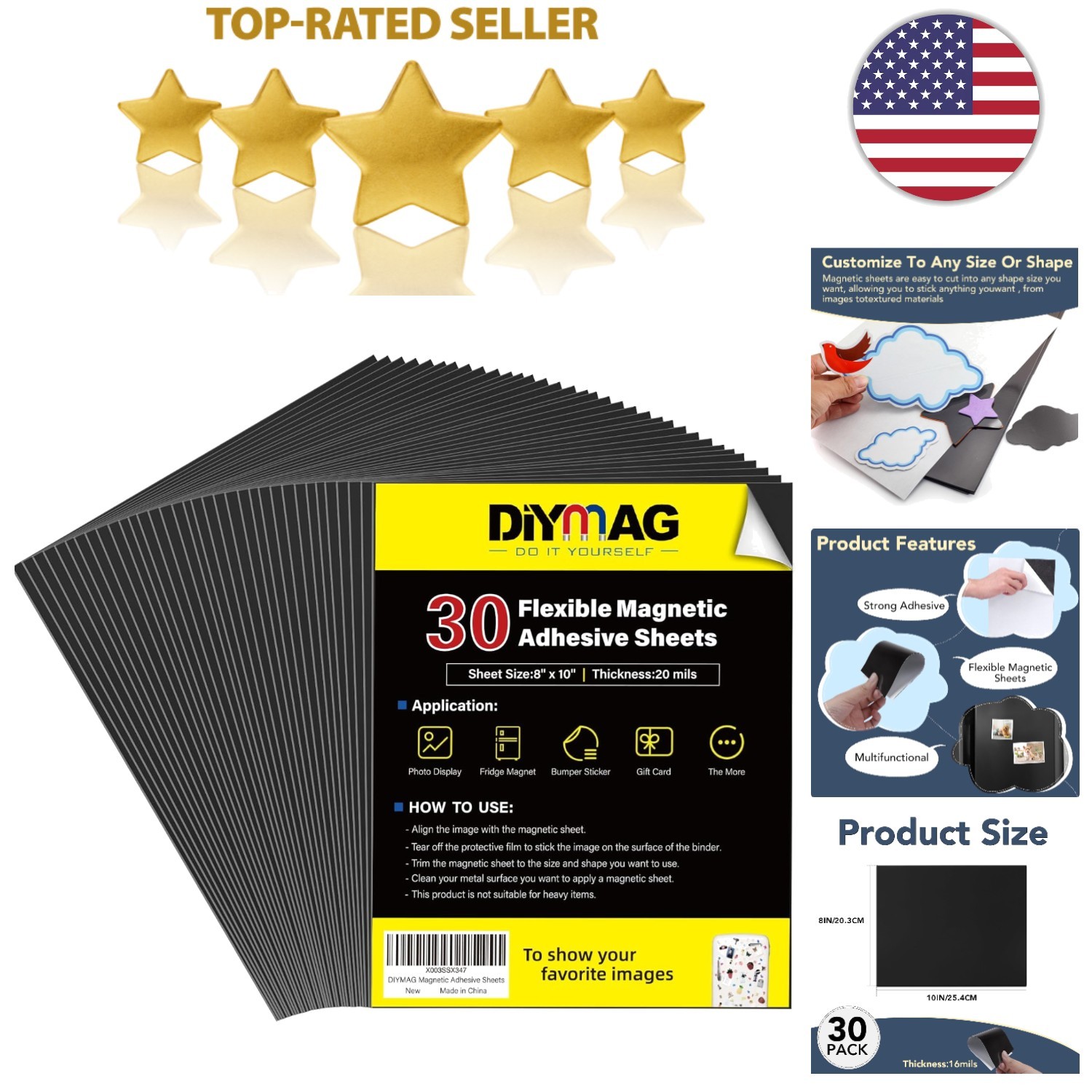 Magnetic Sheets for Photos & Crafts 30-Pack