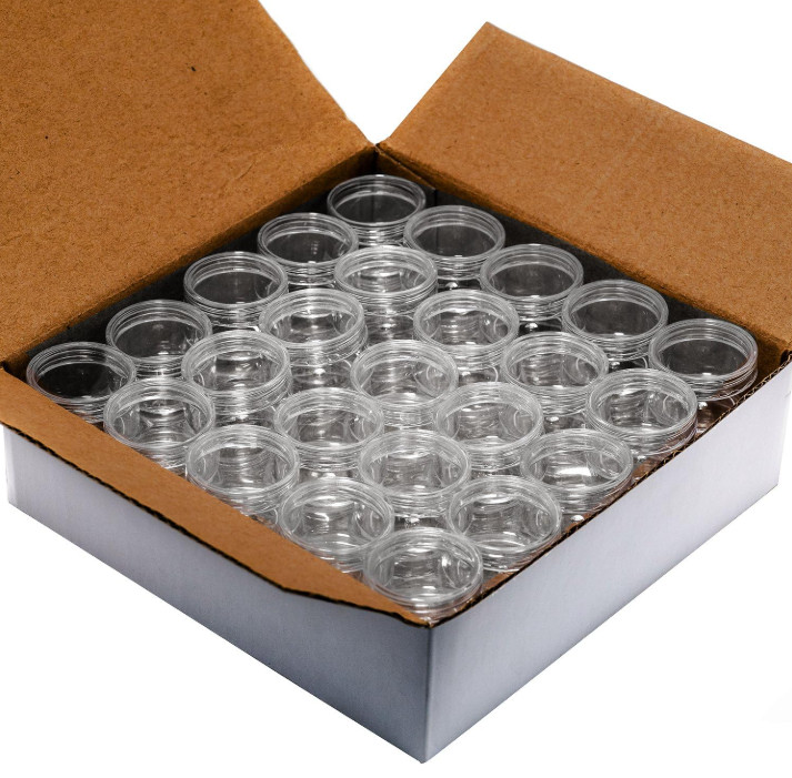 200 Pack 10 Gram Clear Plastic Jars Cosmetic Container with Lids J1-200