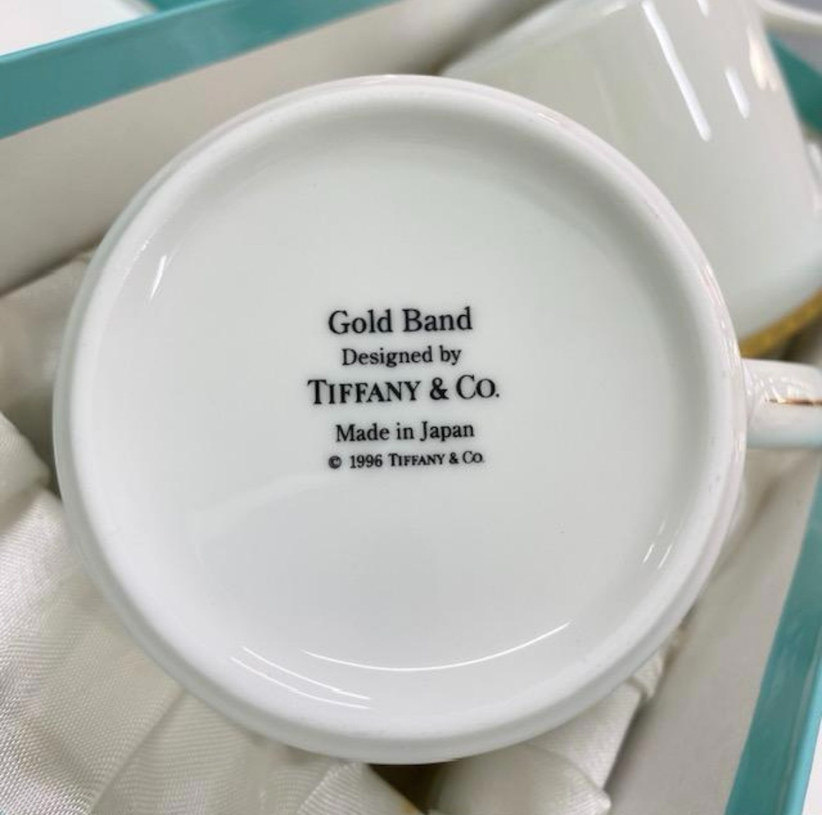 Tiffany & Co Gold Band Mug Cup 2 Pieces Pair Set With Box New