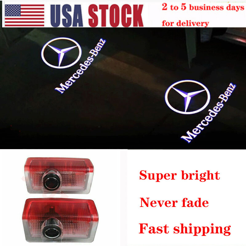 2x LED White 3D HD Door Courtesy Light for Mercedes Benz A B E-Class 2012-2016