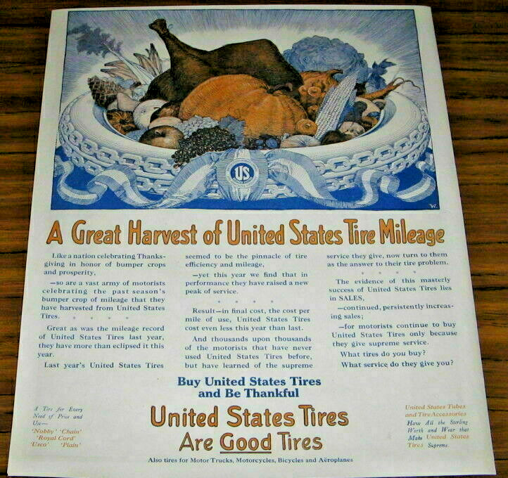 1017 Print Ad United States Tires Thanksgiving Basket