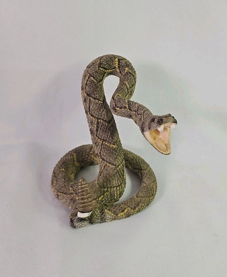 Vintage Snake Scary Coiled Rattlesnake Ceramic Figurine 4" Appx.