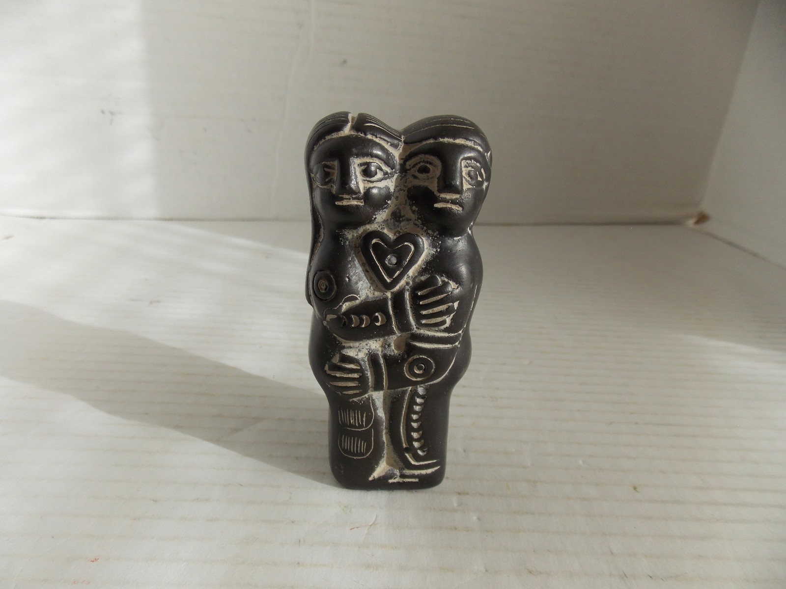 Fertility Goddess Idol man woman black clay couple love luck marriage 4"