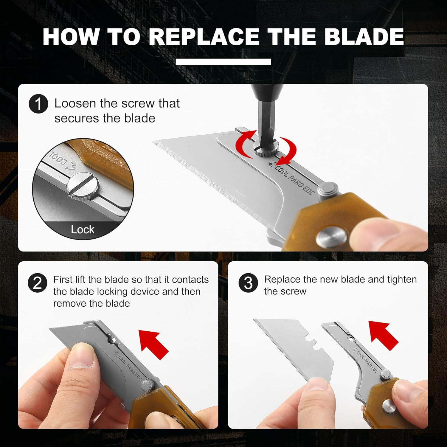 Folding Pocket Utility Knife ，Quick Change Blade Razor Knife with 4Pcs Extra Raz