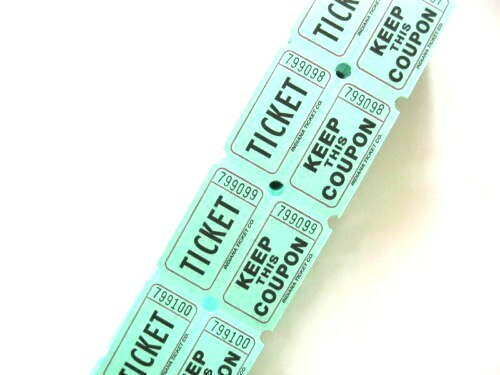 Raffle Tickets 100 Flat Double Stub 50/50 Keep This Coupon Carnival Festival